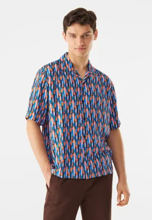 Short sleeve shirt GBLUCA from LENZING™ ECOVERO™ - Blue / Orange (Drops) Givn Berlin
