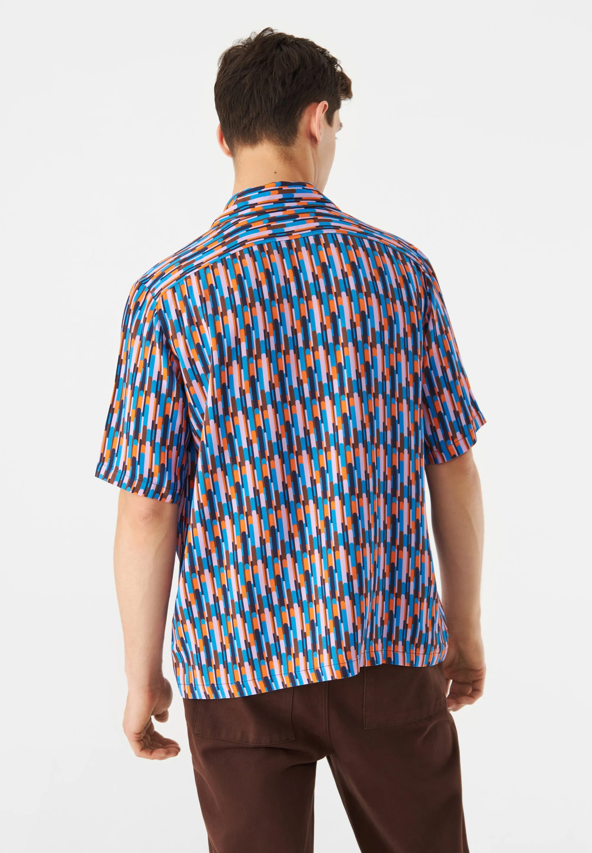 Short sleeve shirt GBLUCA from LENZING™ ECOVERO™ - Blue / Orange (Drops) Givn Berlin