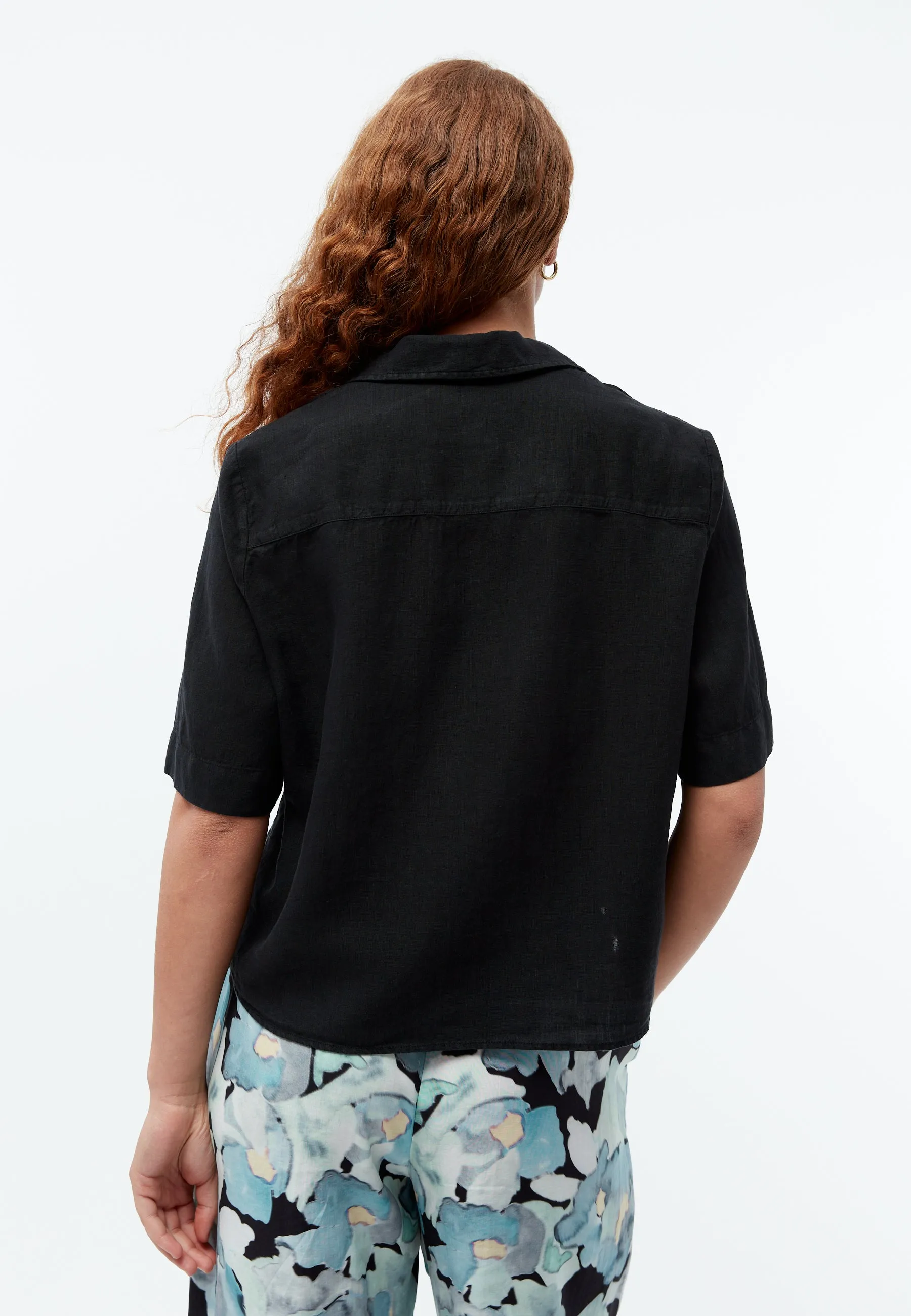 Short-sleeved blouse GBCAROL relaxed in linen - Black (Linen) Givn Berlin