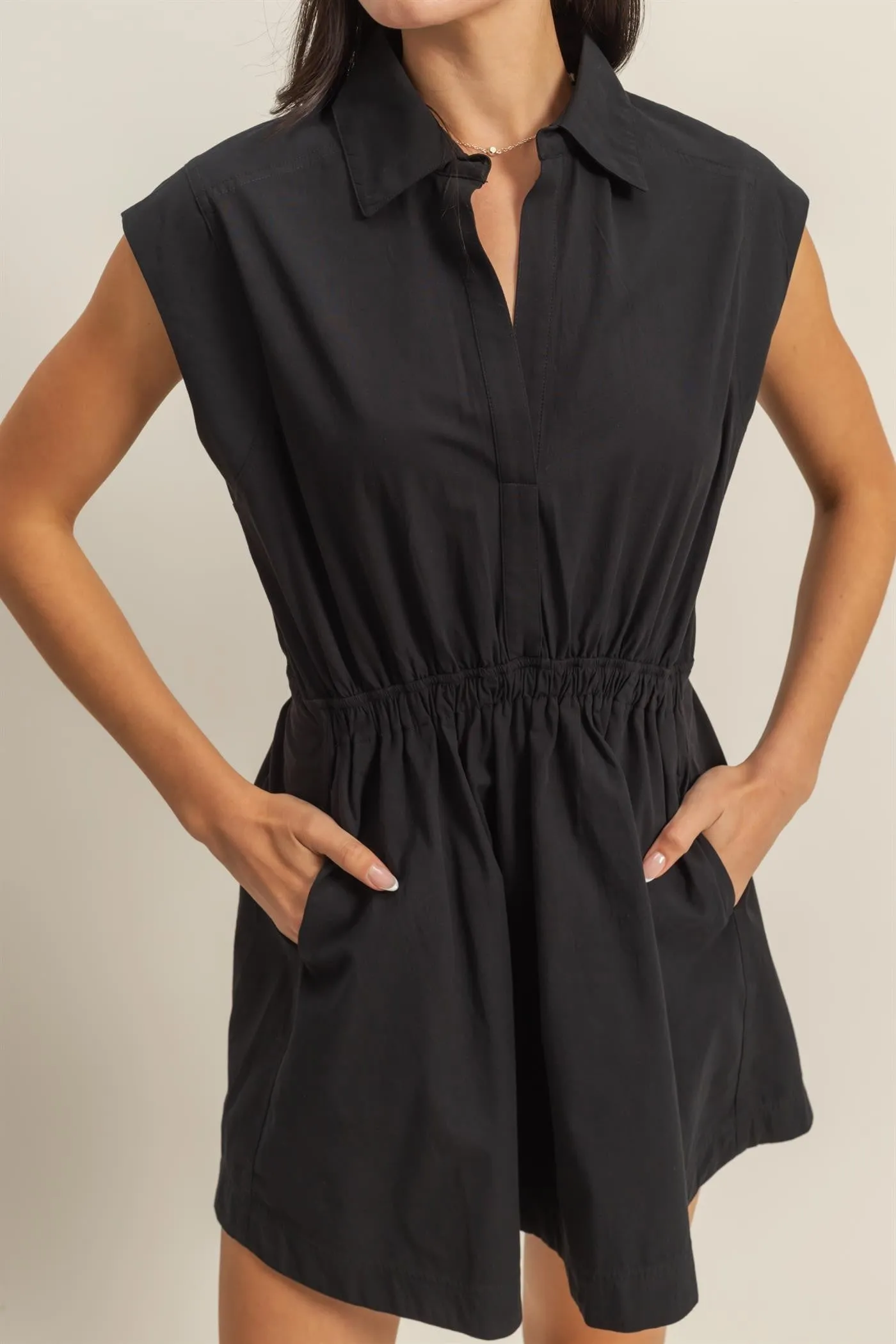 SPLIT NECK COLLARED DRESS