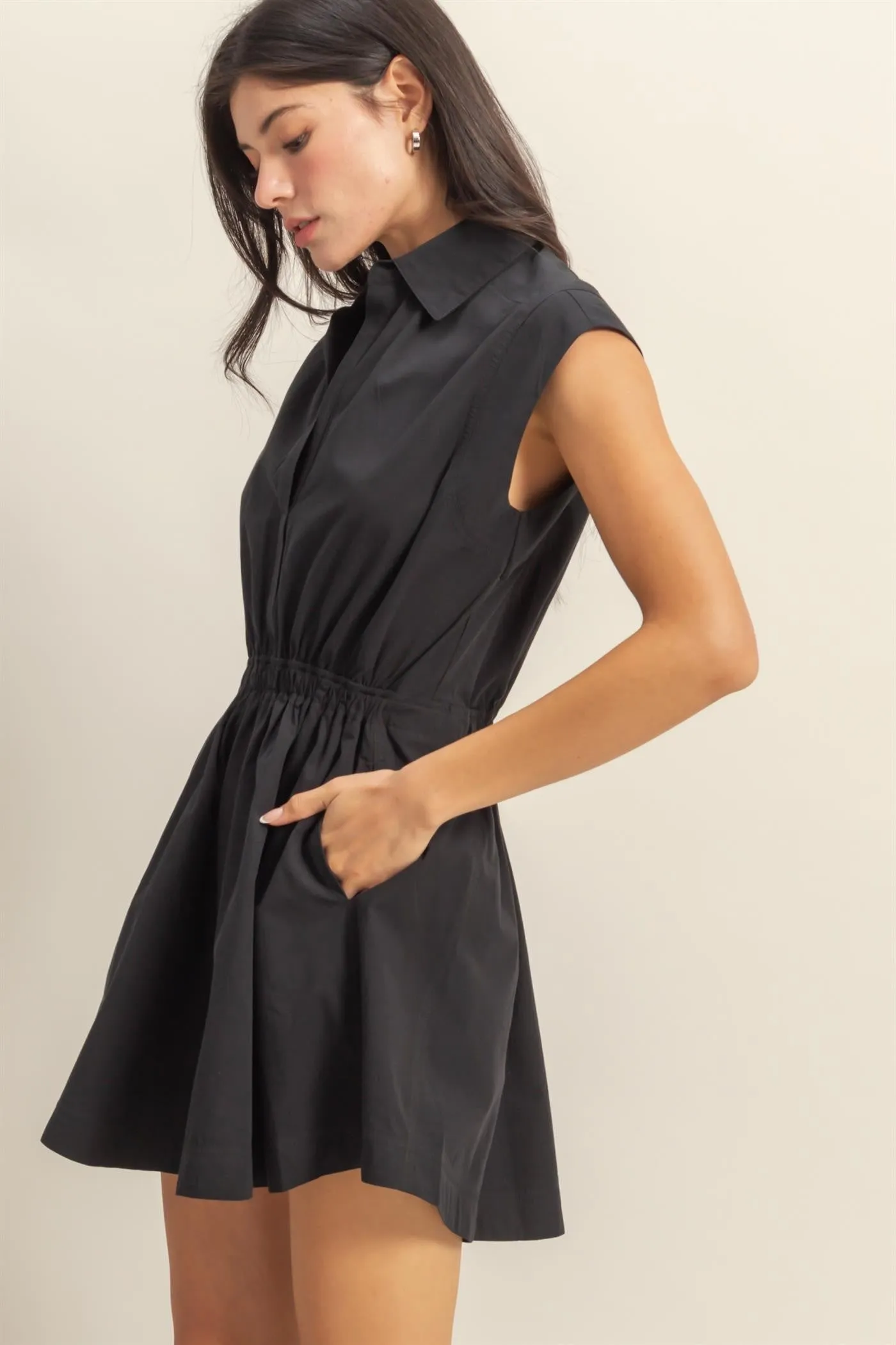 SPLIT NECK COLLARED DRESS