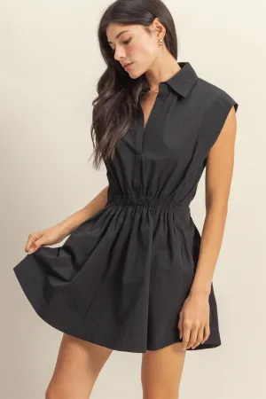 SPLIT NECK COLLARED DRESS