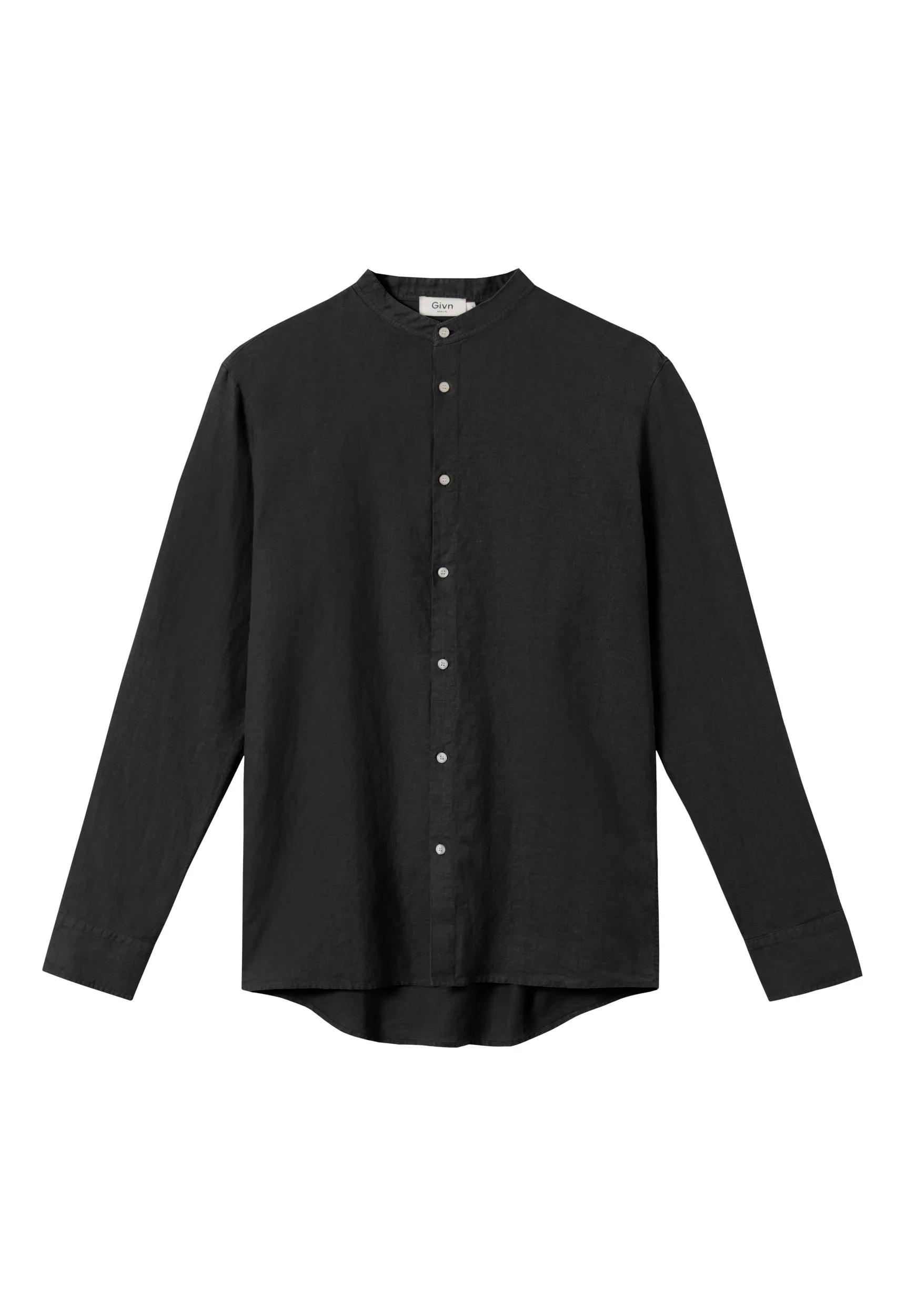 Stand-up collar linen shirt WES - Black (Linen) Givn Berlin