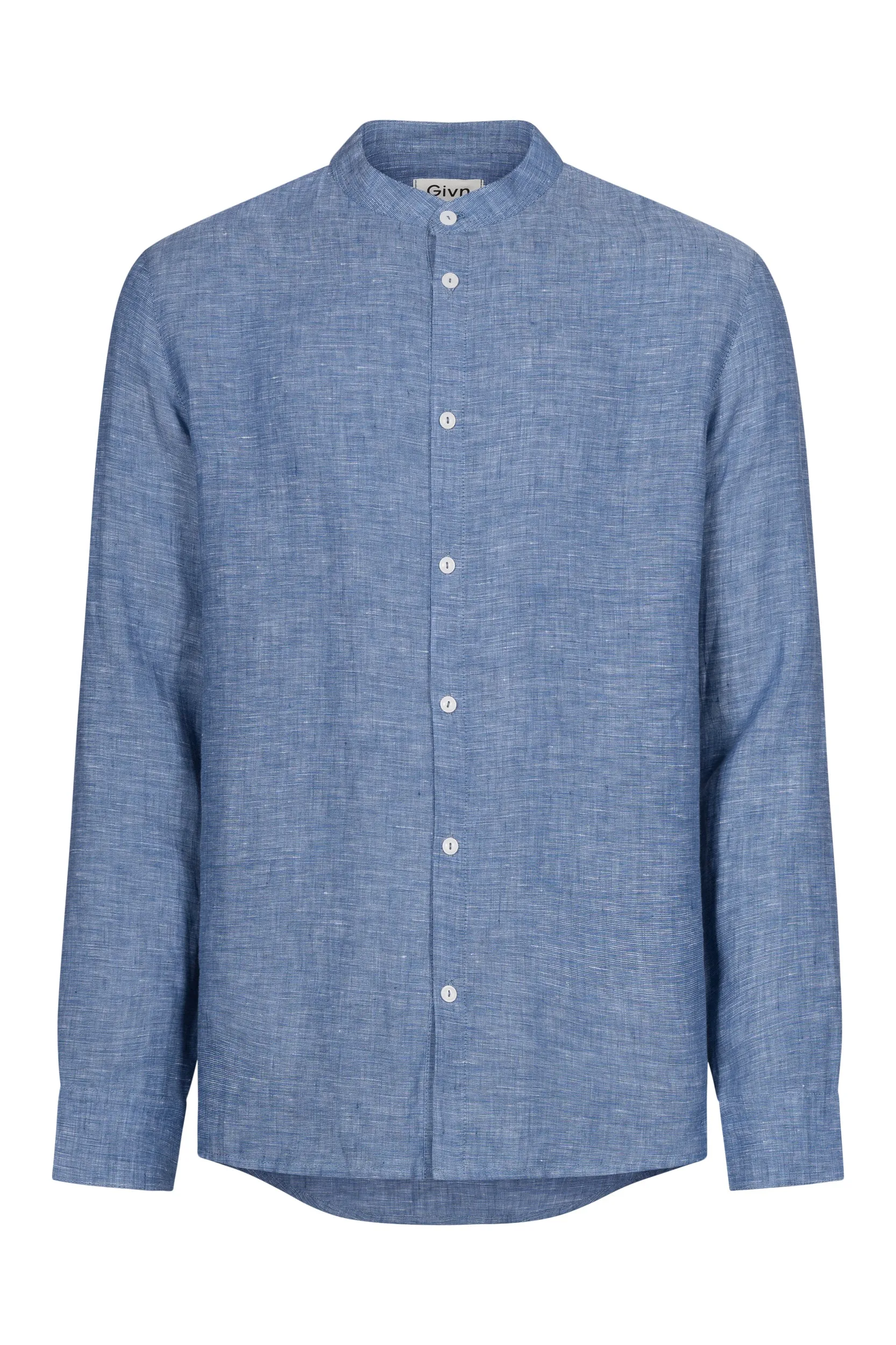 Stand-up collar linen shirt WES - Blue (Structure, Linen) Givn Berlin