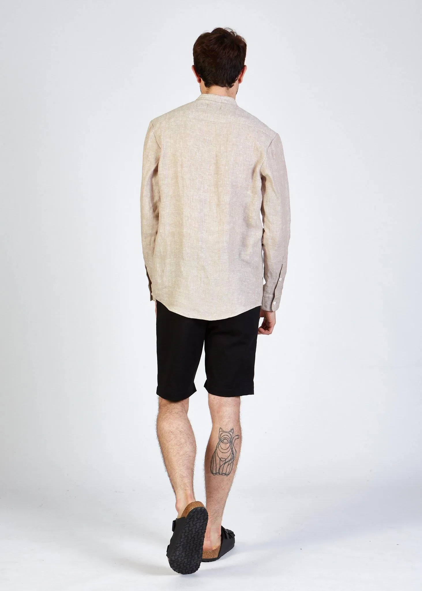 Stand-up collar linen shirt WES - Camel (Linen) Givn Berlin