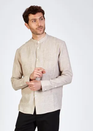 Stand-up collar linen shirt WES - Camel (Linen) Givn Berlin