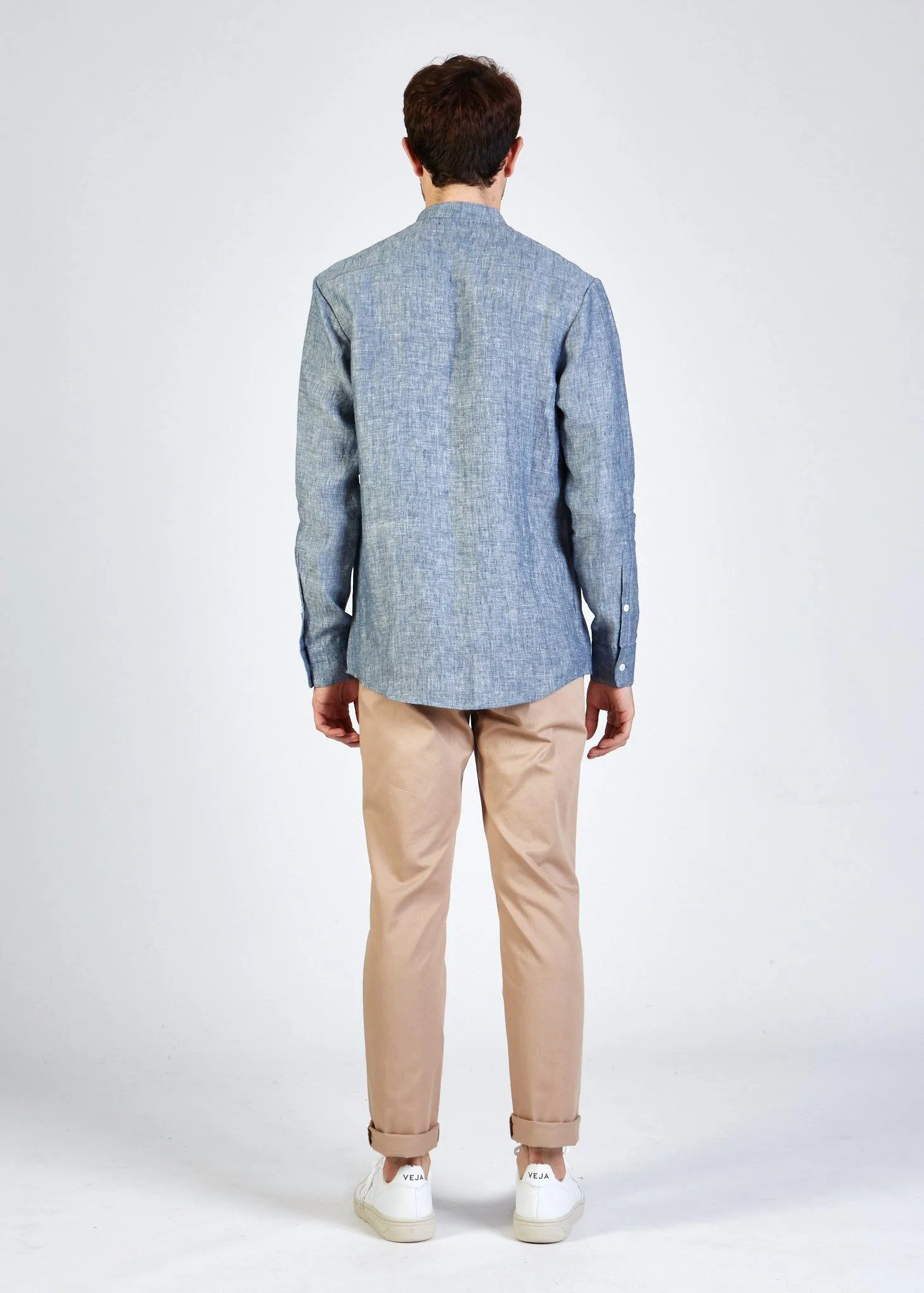 Stand-up collar linen shirt WES - Light Blue (Linen) Givn Berlin