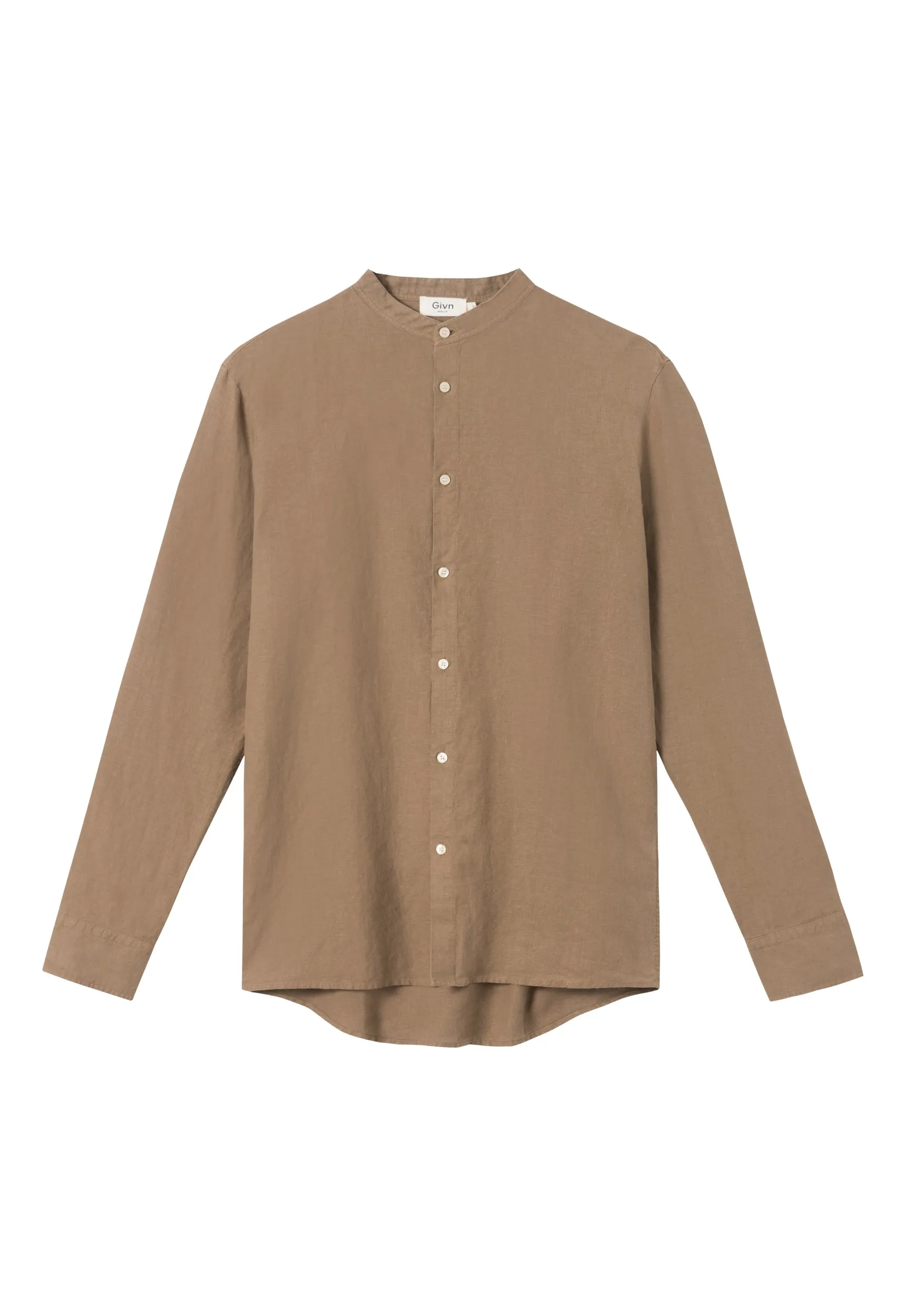 Stand-up collar linen shirt WES - Muddy Brown (Linen) Givn Berlin