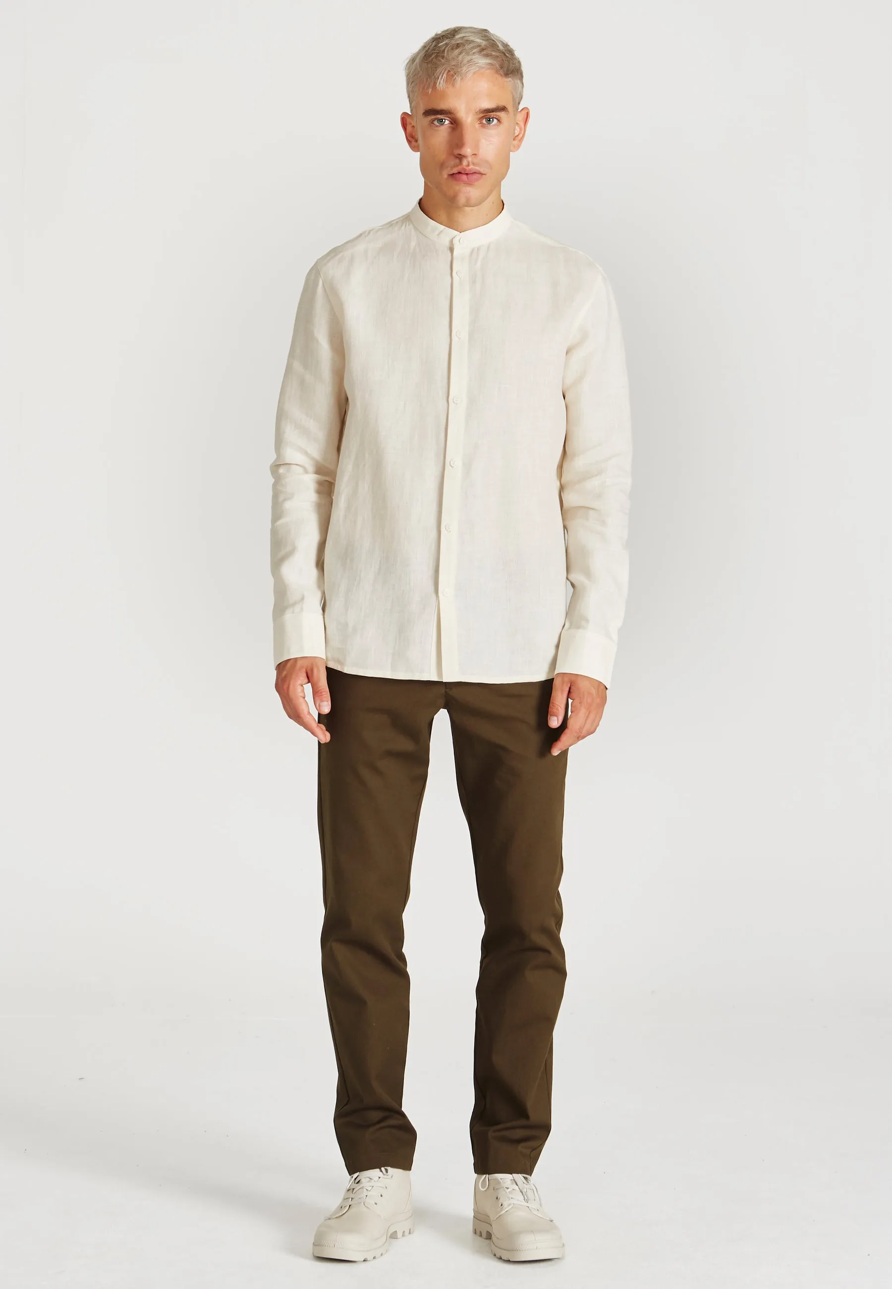 Stand-up collar linen shirt WES - Off White (Linen) Givn Berlin