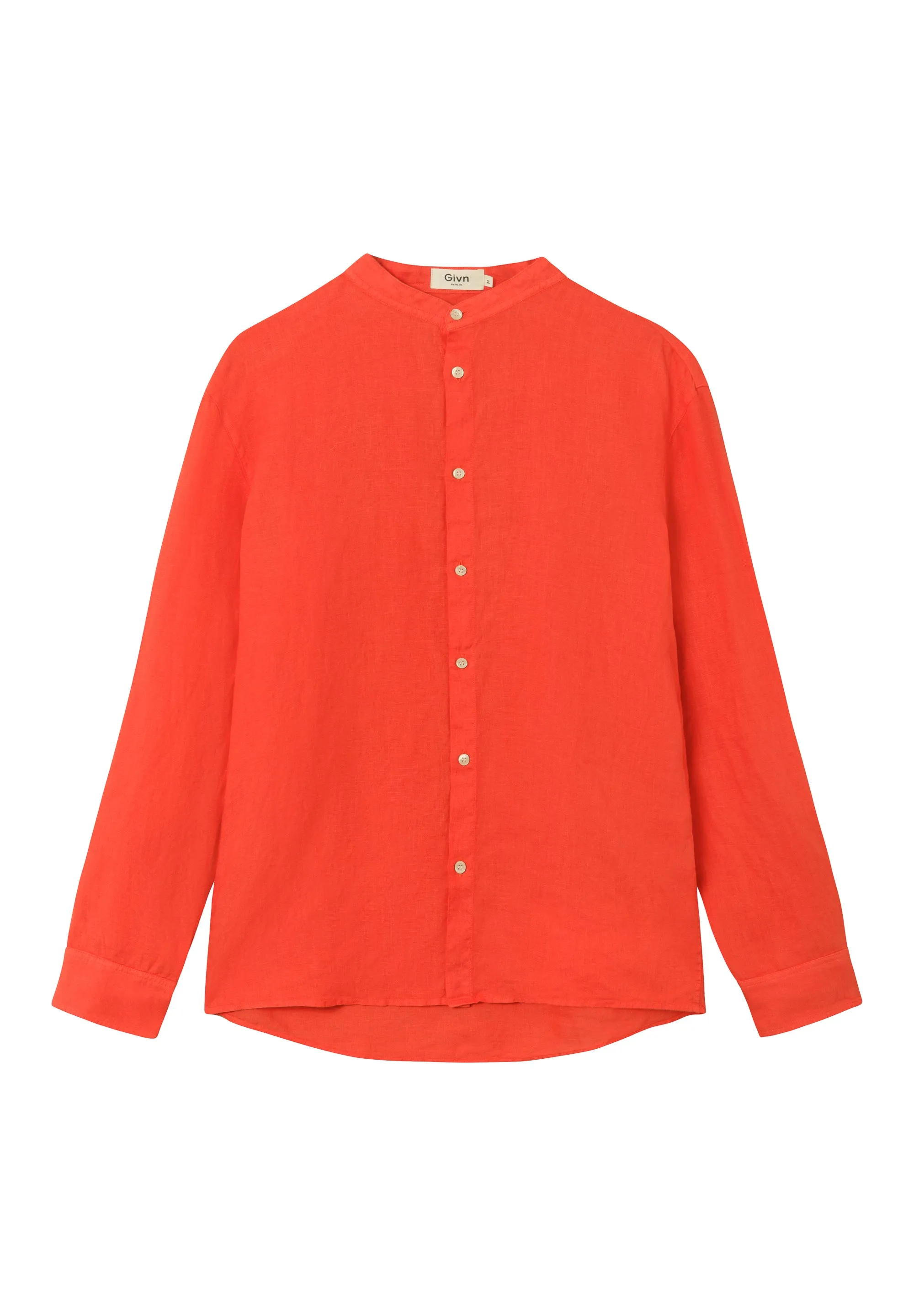 Stand-up collar linen shirt WES - Sunset Orange (Linen) Givn Berlin