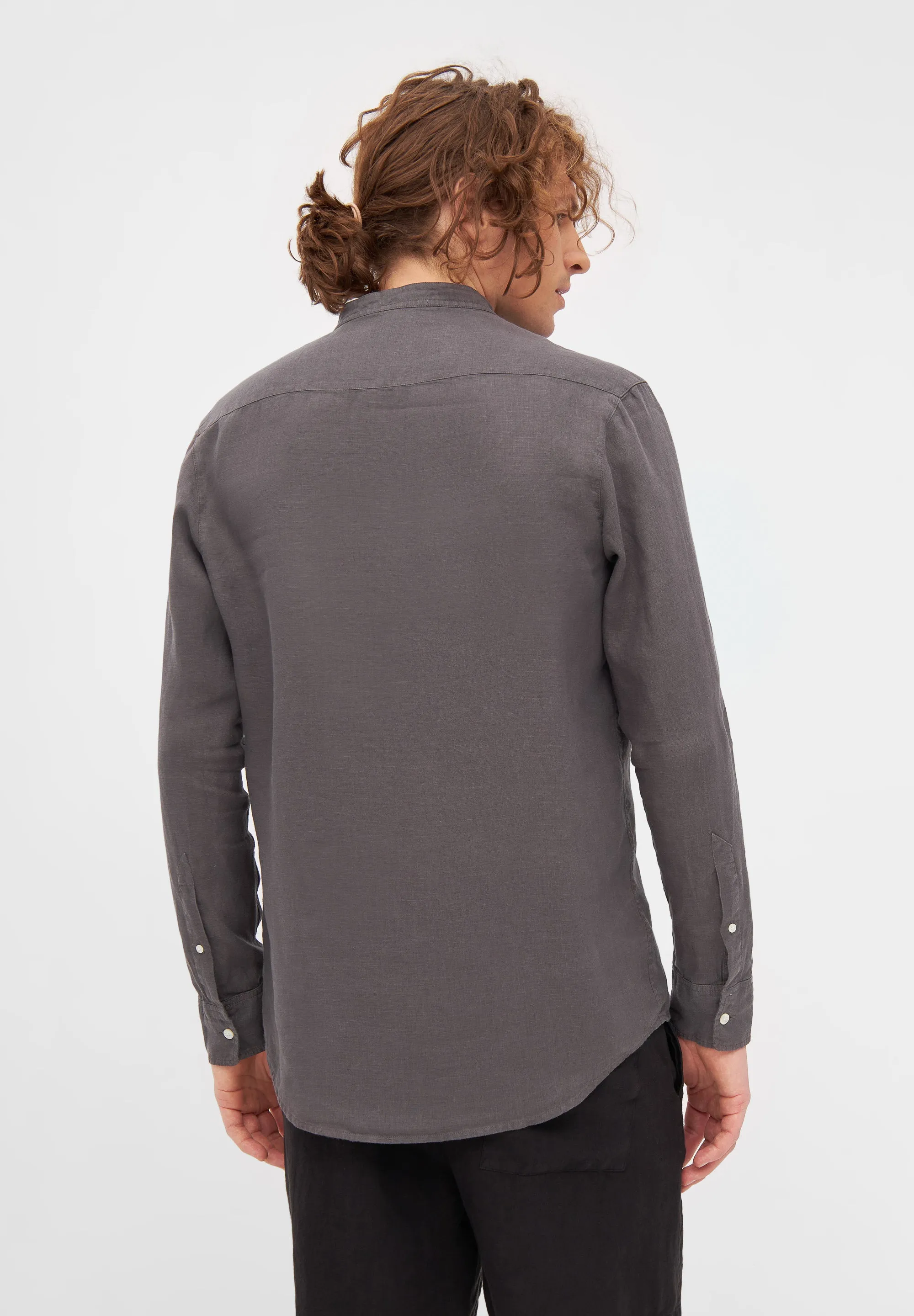Stand-up collar linen shirt WES - Taupe (Linen) Givn Berlin