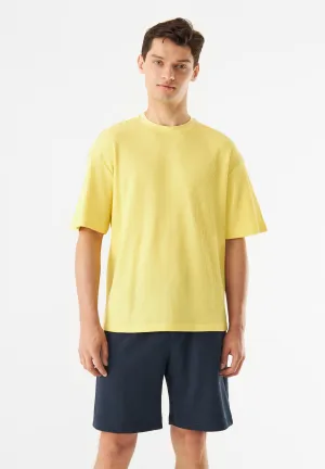 Structured T-shirt GBCLIFF Relaxed Fit Made From Organic Cotton - Lemon (Waffle) Givn Berlin