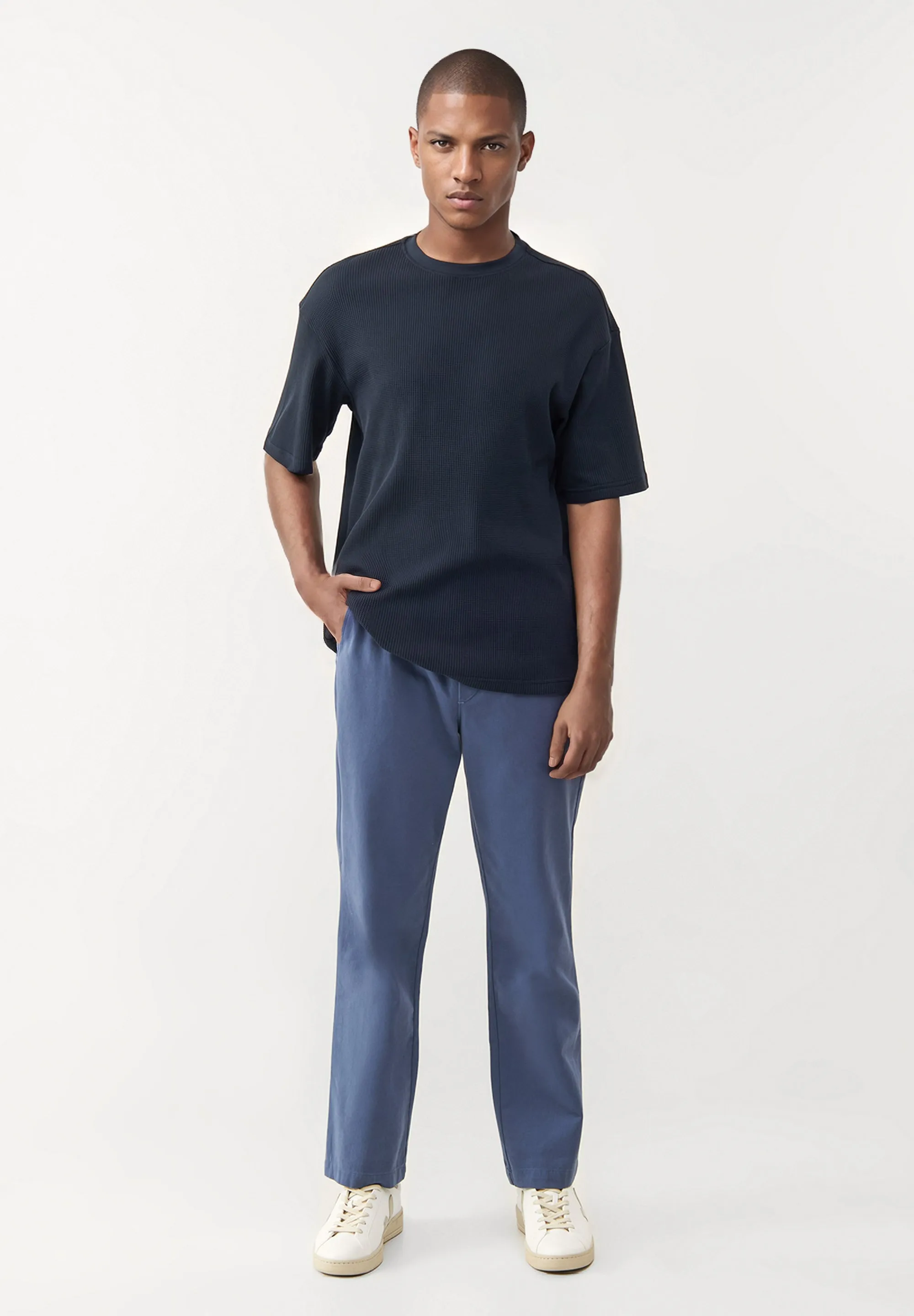 Structured T-shirt GBCLIFF relaxed fit made from organic cotton - Midnight Blue (Waffle) Givn Berlin