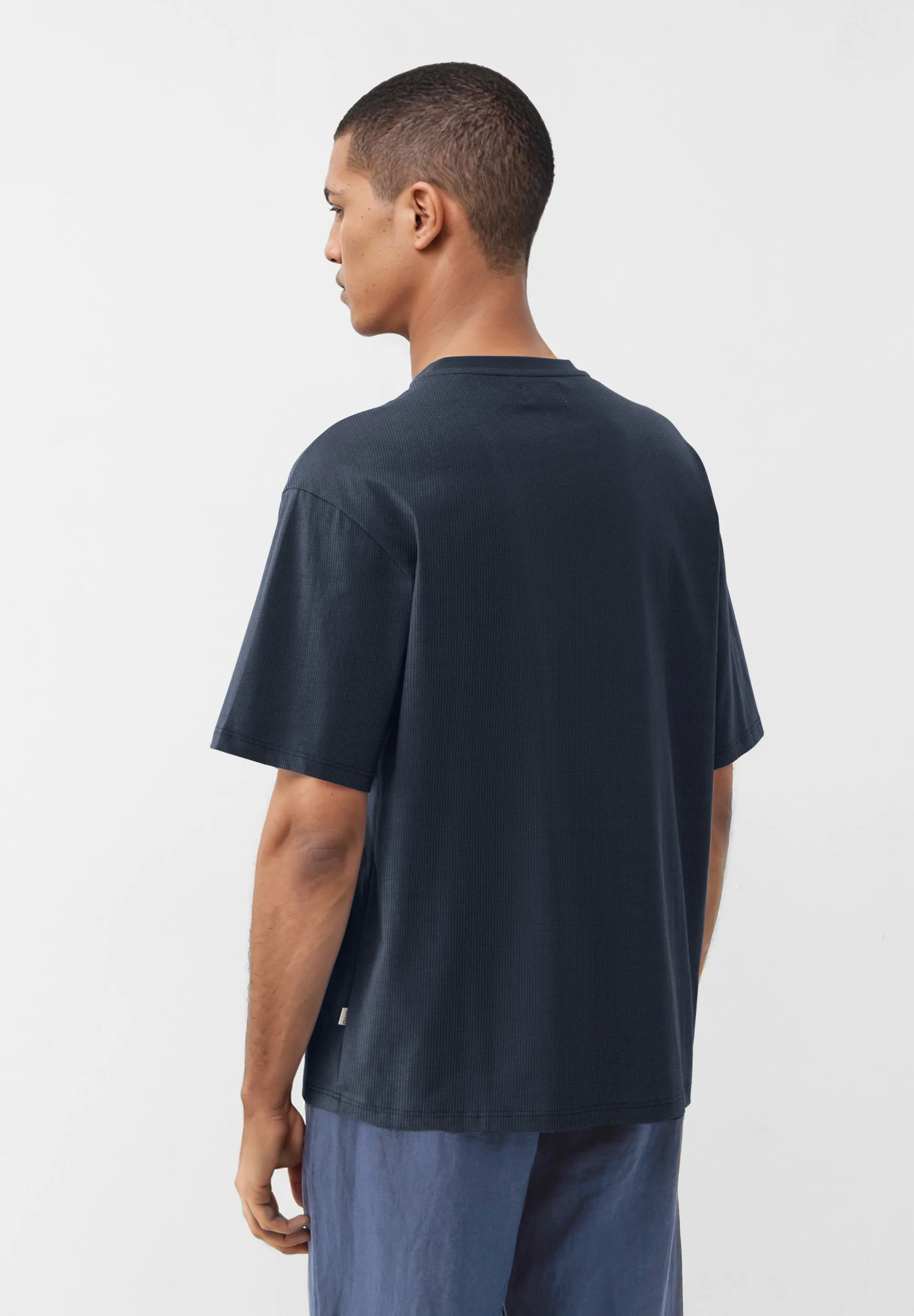 Structured T-shirt GBCLIFF relaxed fit made from organic cotton - Midnight Blue (Waffle) Givn Berlin