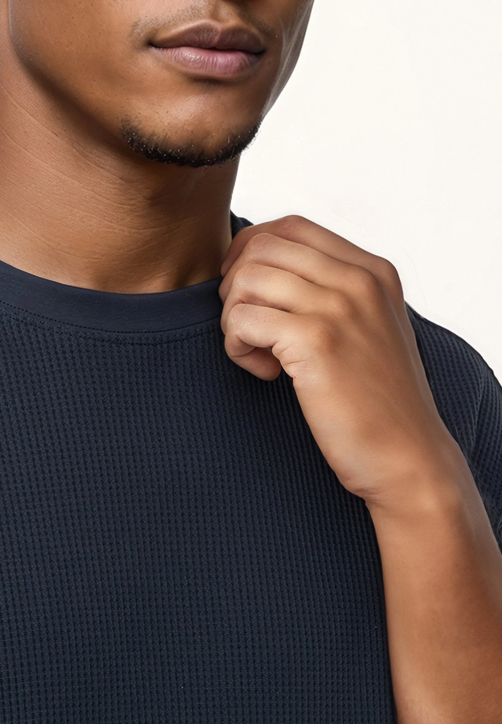 Structured T-shirt GBCLIFF relaxed fit made from organic cotton - Midnight Blue (Waffle) Givn Berlin