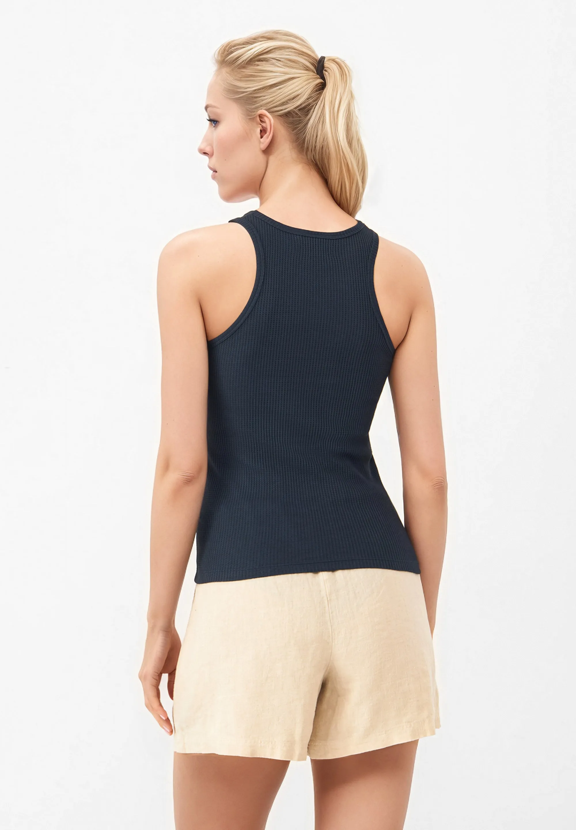 Structured Top GBCOLLEEN Made From Organic Cotton - Midnight Blue (Waffle) Givn Berlin
