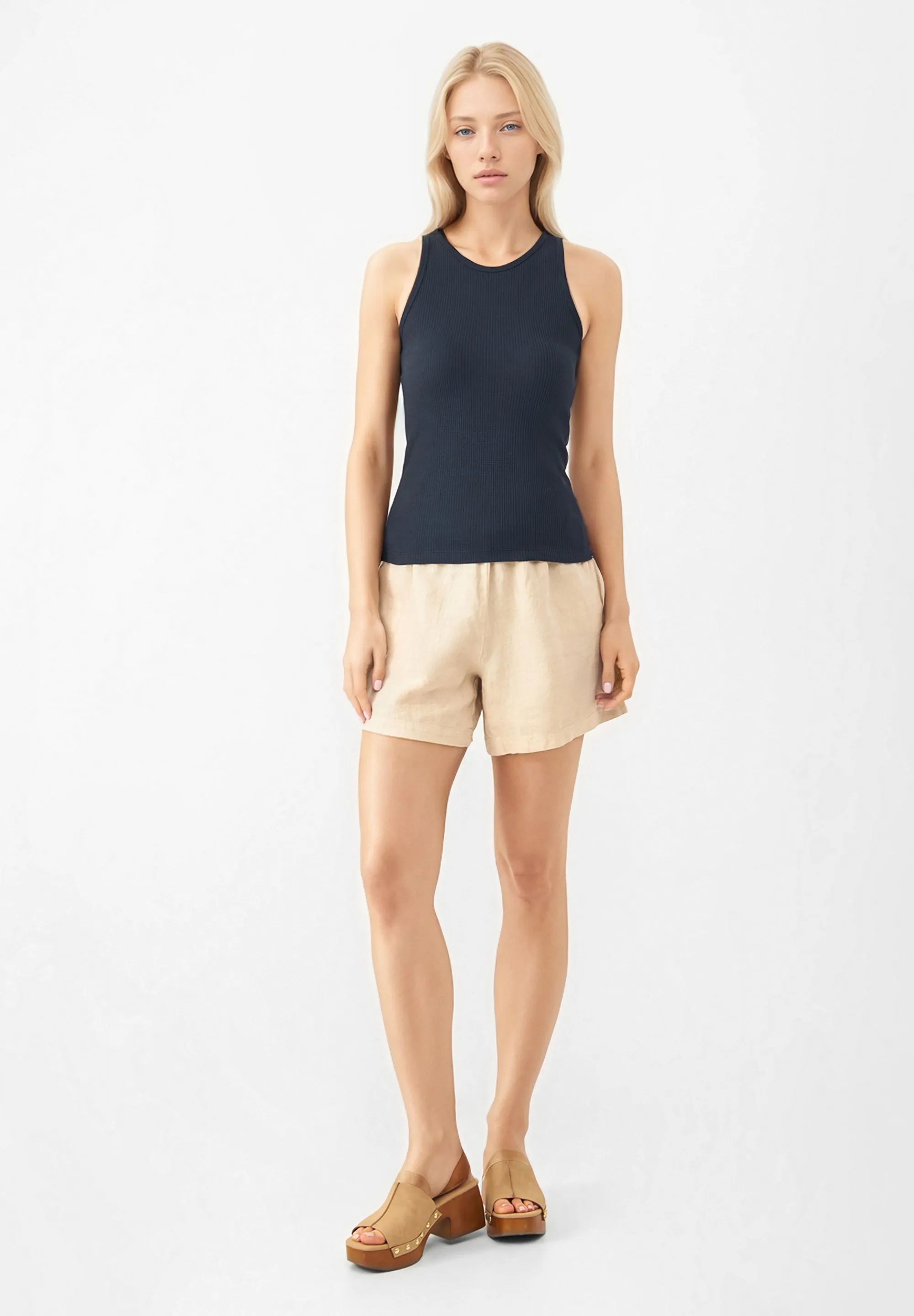 Structured Top GBCOLLEEN Made From Organic Cotton - Midnight Blue (Waffle) Givn Berlin