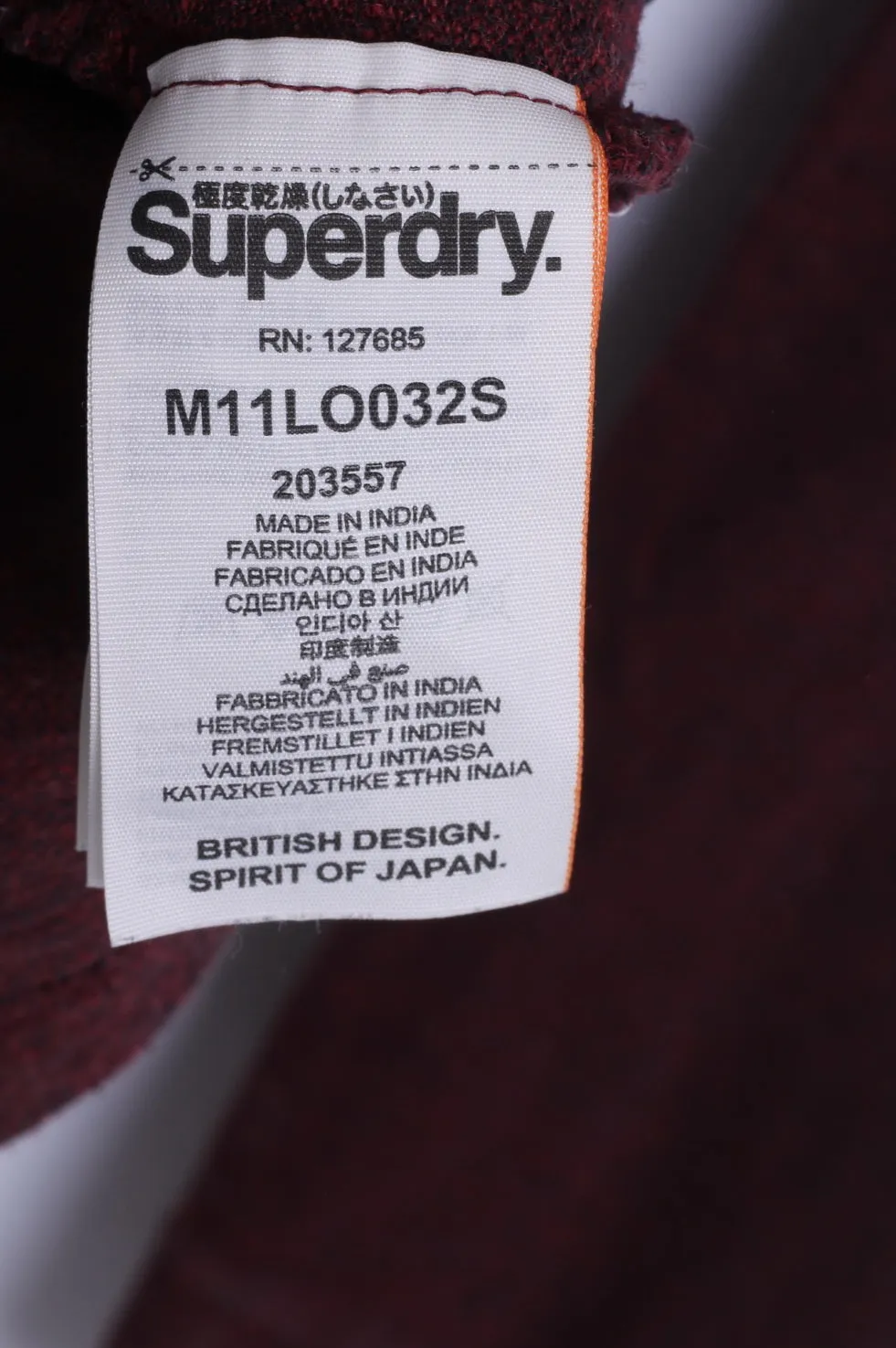 Superdry Mens XL (M) Polo Shirt Burgundy Cotton Long Sleeve Detailed Buttons Japan