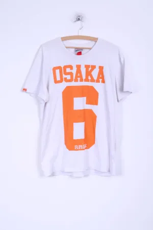 Superdry Mens XL T-Shirt White Cotton OSAKA Japan Shirt