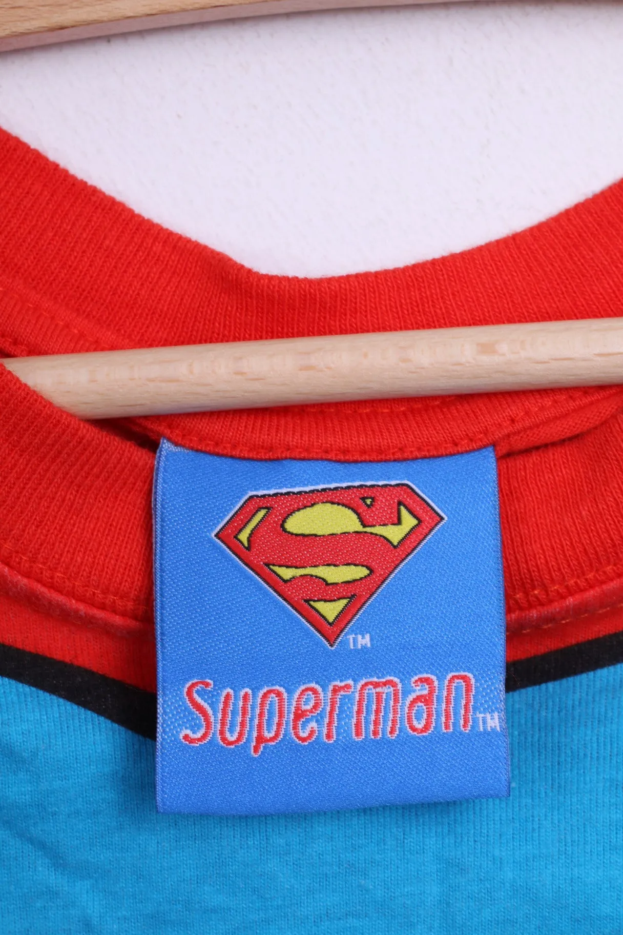 Superman Mens L T-Shirt Comic Superman Blue Top Crew Neck