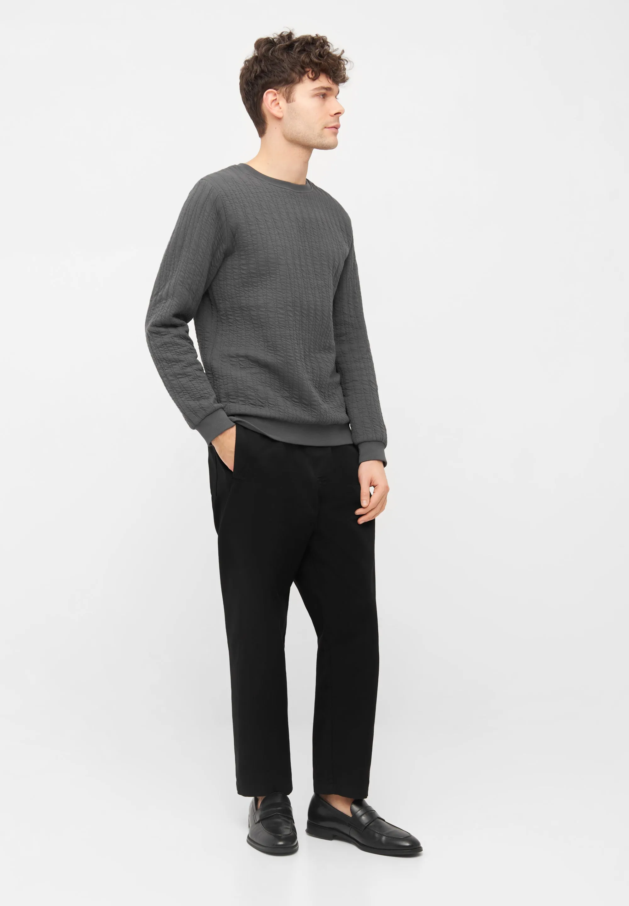 Sweatshirt CANTON organic cotton - Shadow Grey (Lines) Givn Berlin