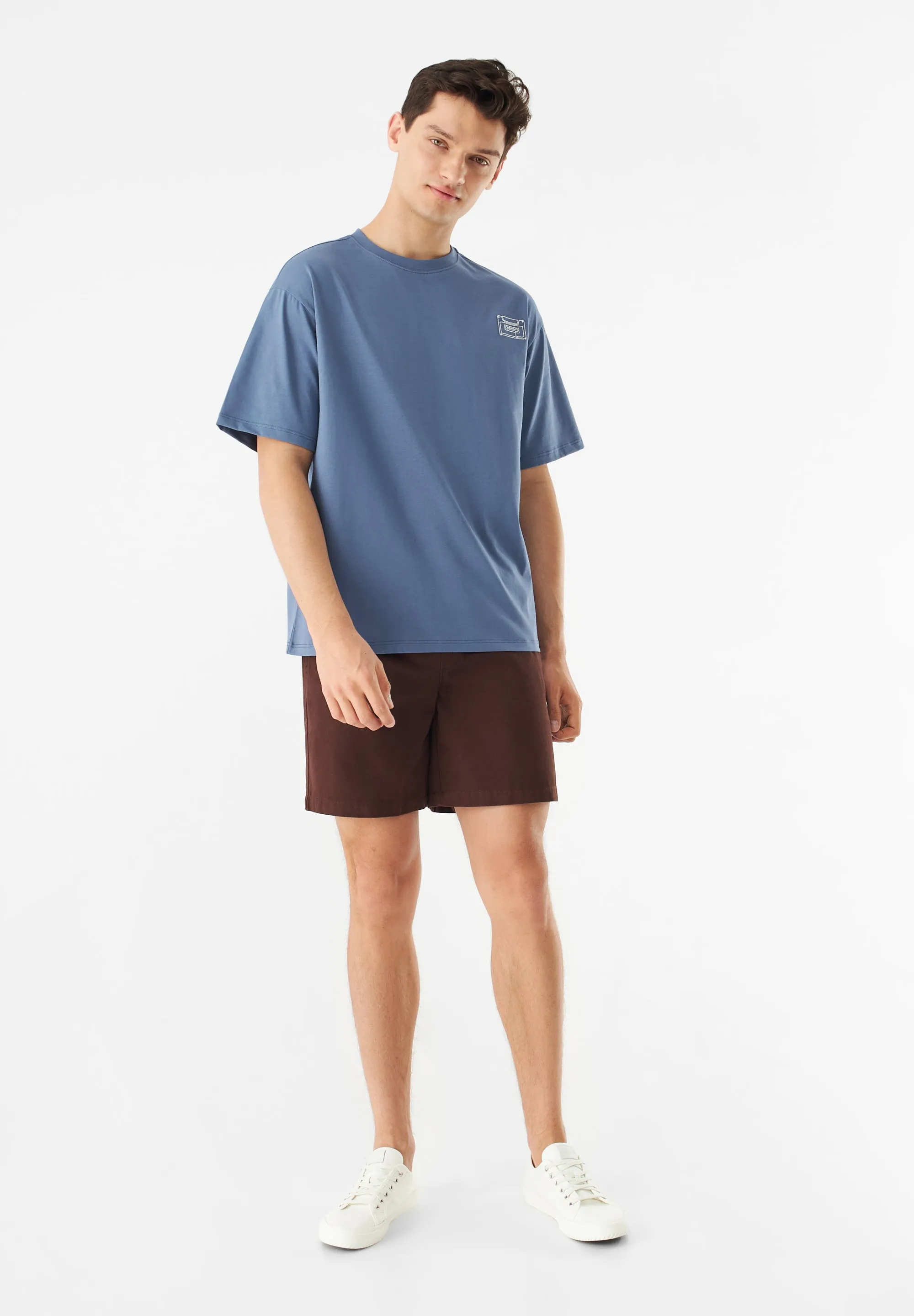 T-shirt GBCLIFF (Cassette) Relaxed Fit Made From Organic Cotton - Steel Blue Givn Berlin