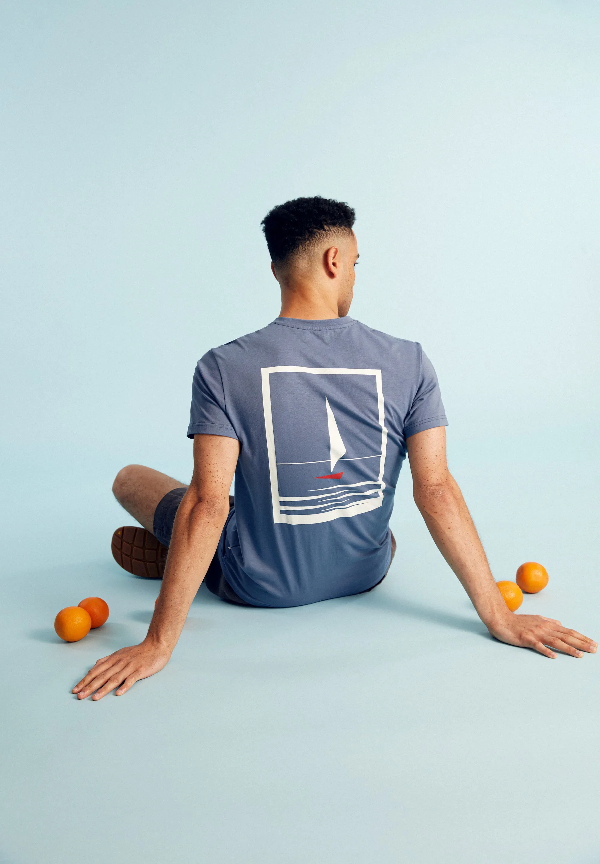 T-shirt GBCOLBY (Sailboat) Made From Organic Cotton - Steel Blue Givn Berlin