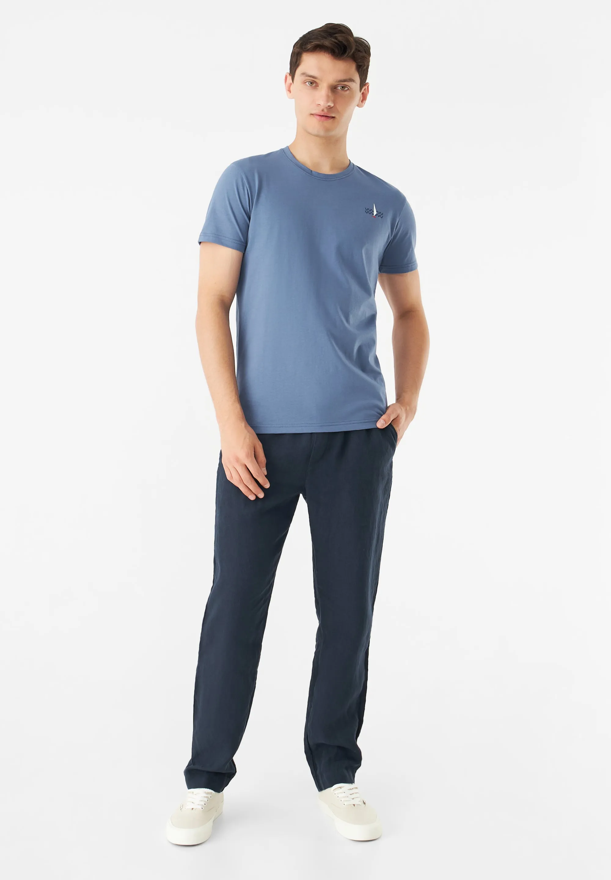 T-shirt GBCOLBY (Sailboat) Made From Organic Cotton - Steel Blue Givn Berlin
