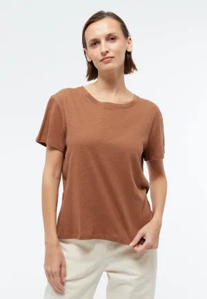 T-shirt GBJULIA in cotton/linen mix - Pecan Brown (Linen) Givn Berlin