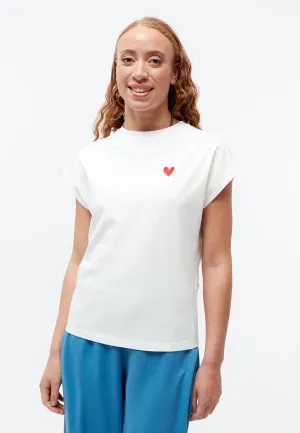 T-shirt GBLAILA (HEART) made of organic cotton with embroidery - White Givn Berlin