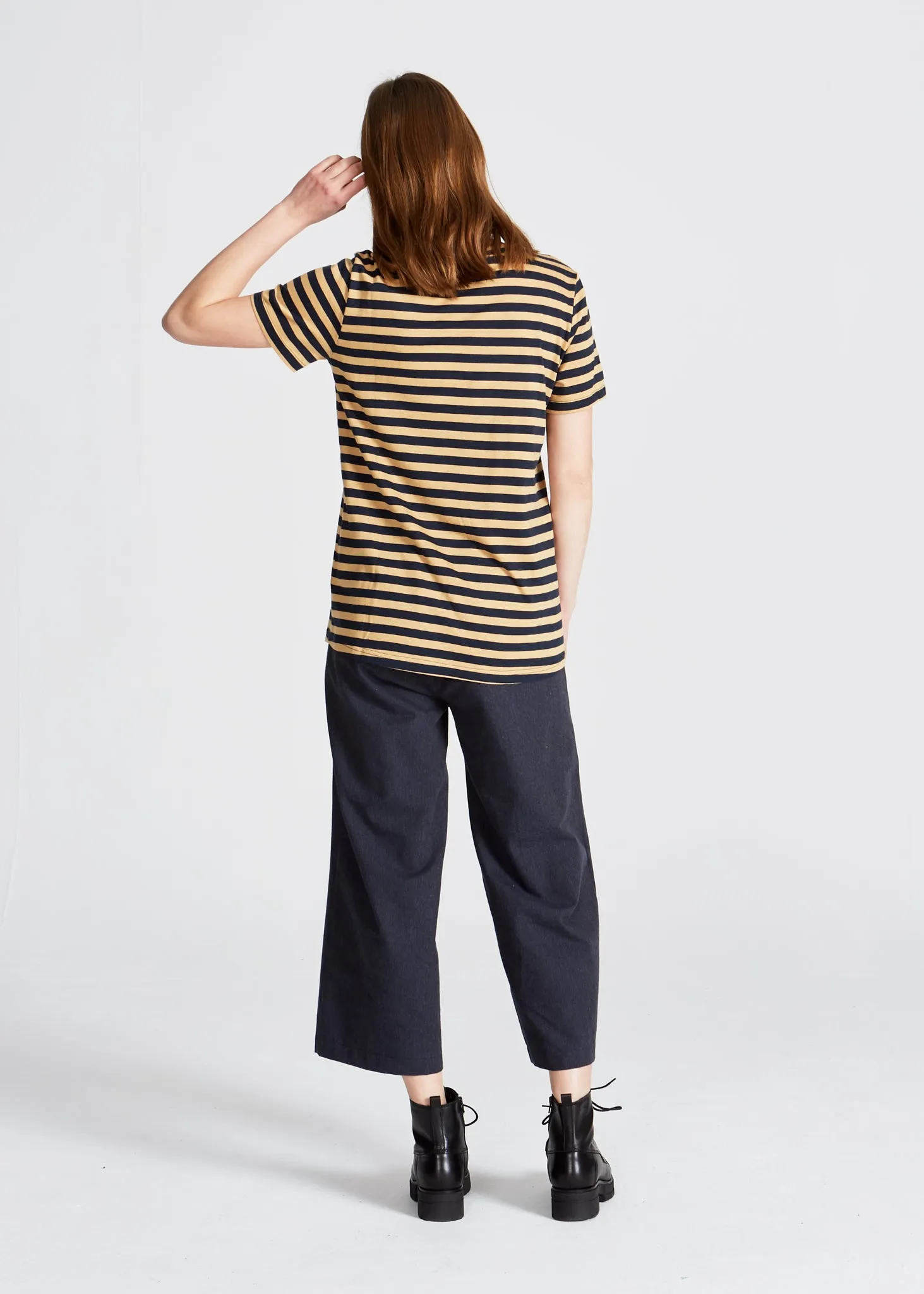 T-shirt LENA Made From TENCEL™ Lyocell - Blue / Camel (Stripes) Givn Berlin