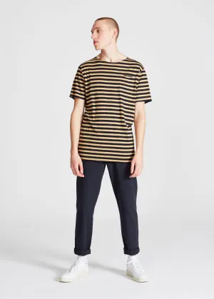 T-shirt NEW FOUNDLAND in TENCEL™ Lyocell - Blue / Camel (Stripes) Givn Berlin