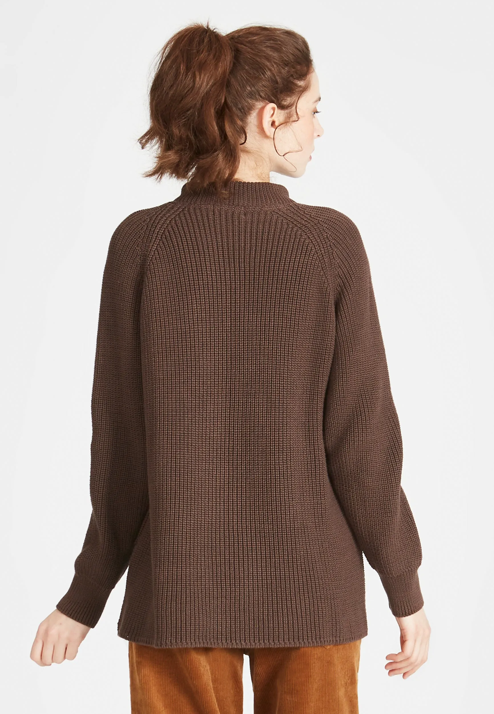 TEKLA Organic Cotton Troyer Knit Sweater - Oak Brown Givn Berlin