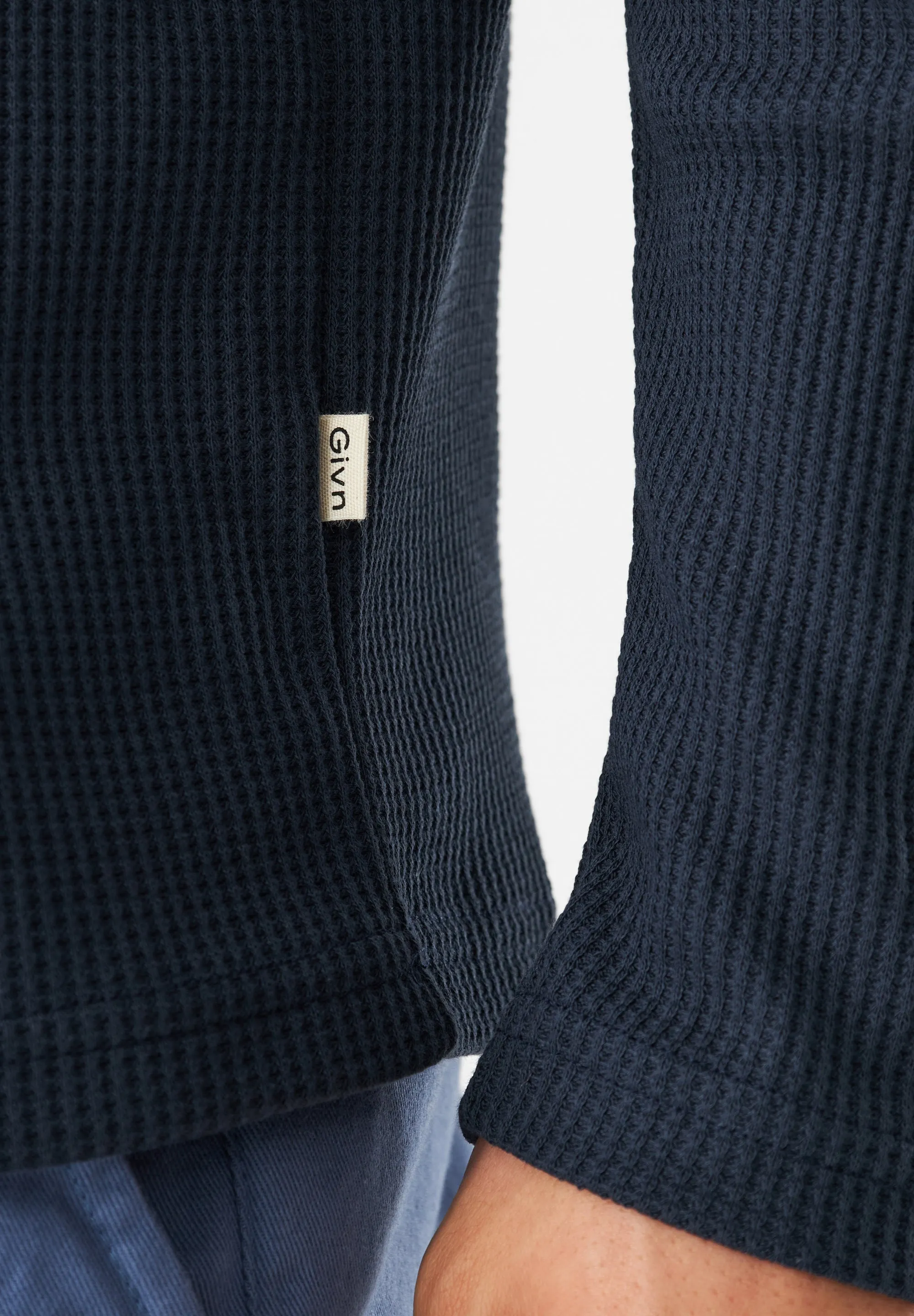 Textured Long Sleeve GBPITTIE Relaxed Fit Made From Organic Cotton - Midnight Blue (Waffle) Givn Berlin