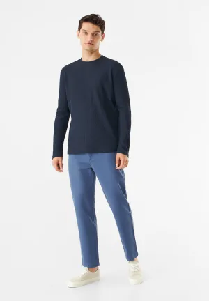 Textured Long Sleeve GBPITTIE Relaxed Fit Made From Organic Cotton - Midnight Blue (Waffle) Givn Berlin
