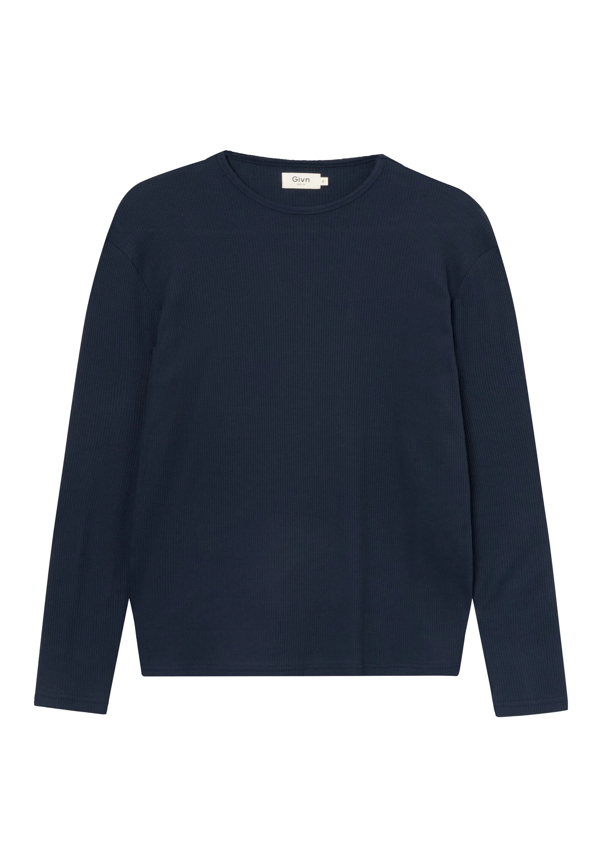 Textured Long Sleeve GBPITTIE Relaxed Fit Made From Organic Cotton - Midnight Blue (Waffle) Givn Berlin