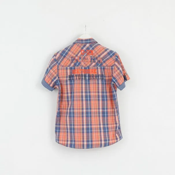 Tom Tompson Mens M Casual Shirt Blue Check Cotton Regular Fit Emroidered Back Top