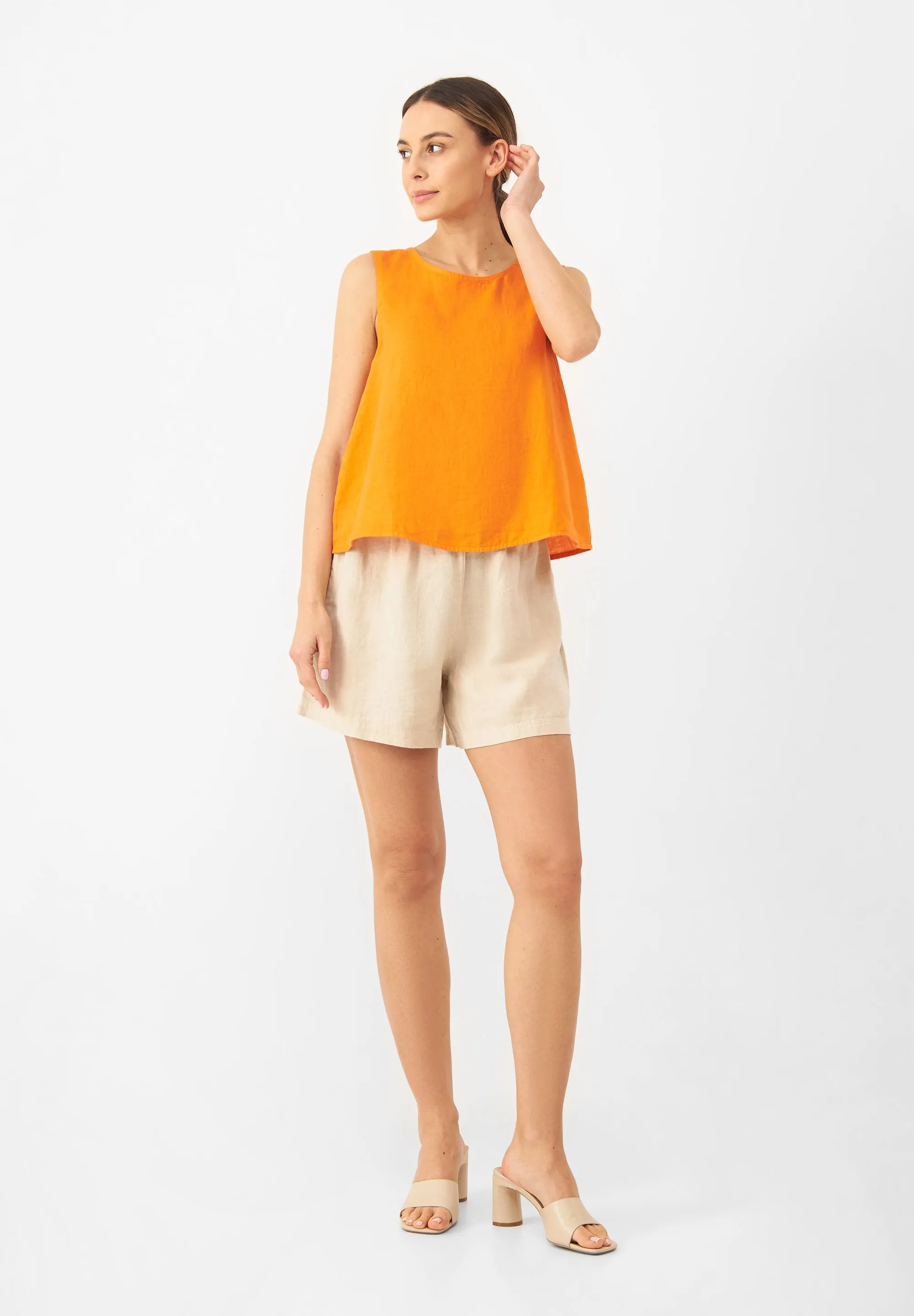 Top GBDOROTHY In Linen With Back Detail - Mandarine (Linen) Givn Berlin
