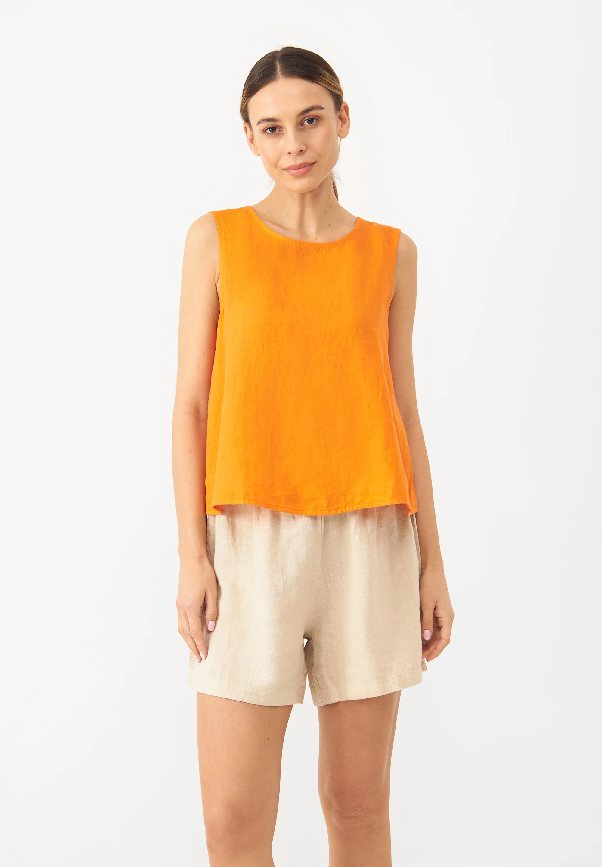Top GBDOROTHY In Linen With Back Detail - Mandarine (Linen) Givn Berlin