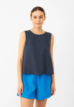 Top GBDOROTHY In Linen With Back Detail - Midnight Blue (Linen) Givn Berlin