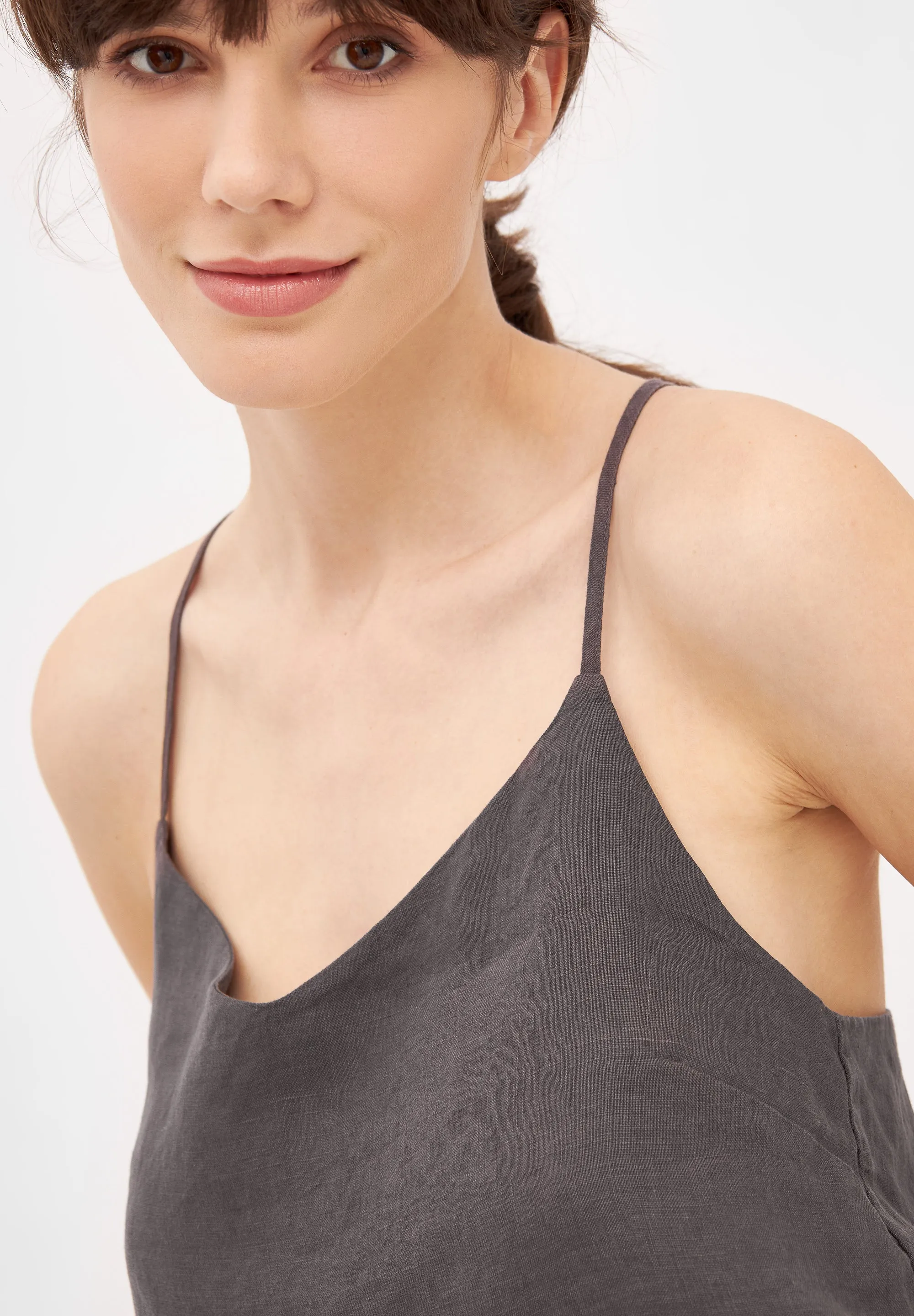 Top JULIE in linen - Taupe (Linen) Givn Berlin