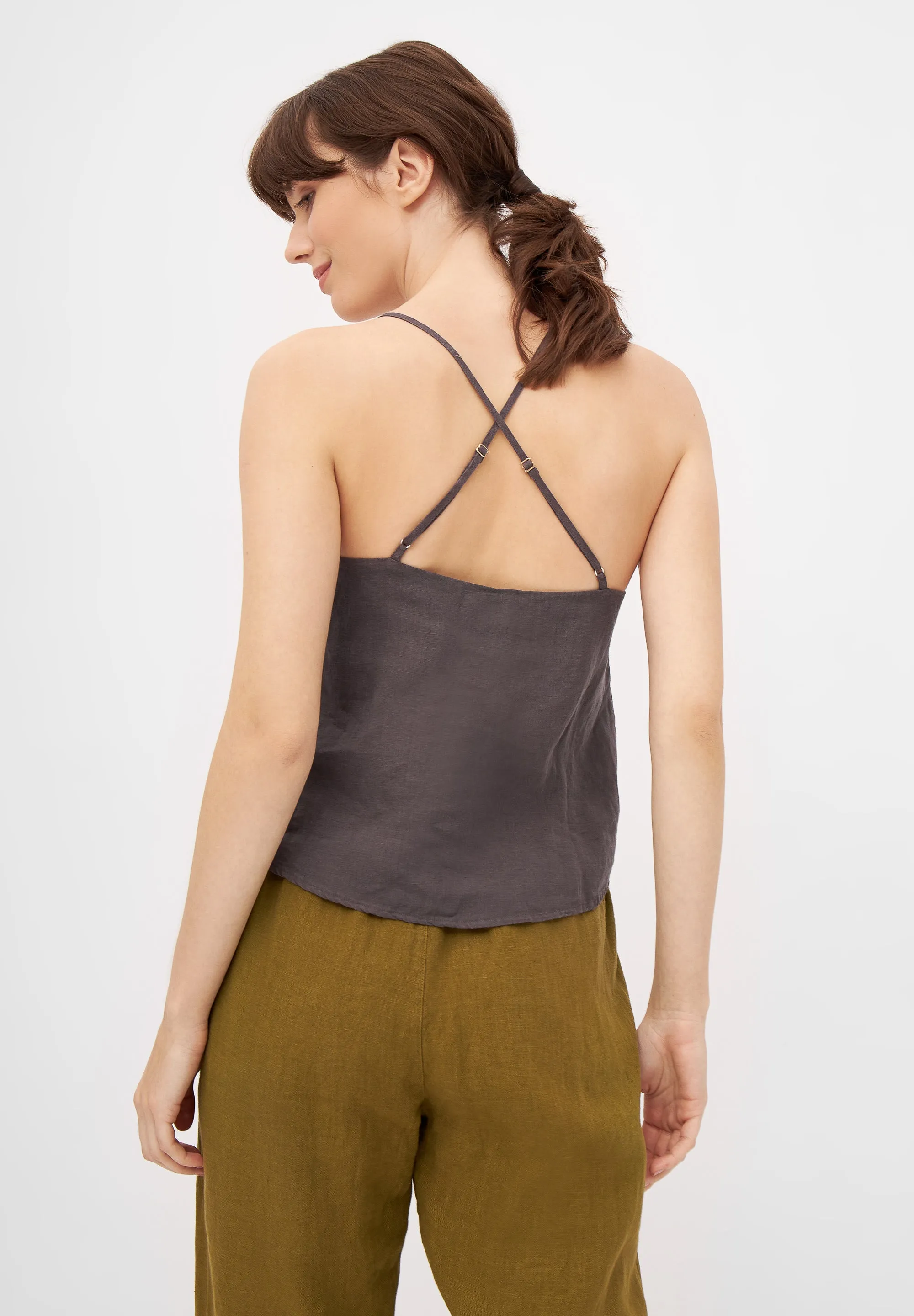 Top JULIE in linen - Taupe (Linen) Givn Berlin