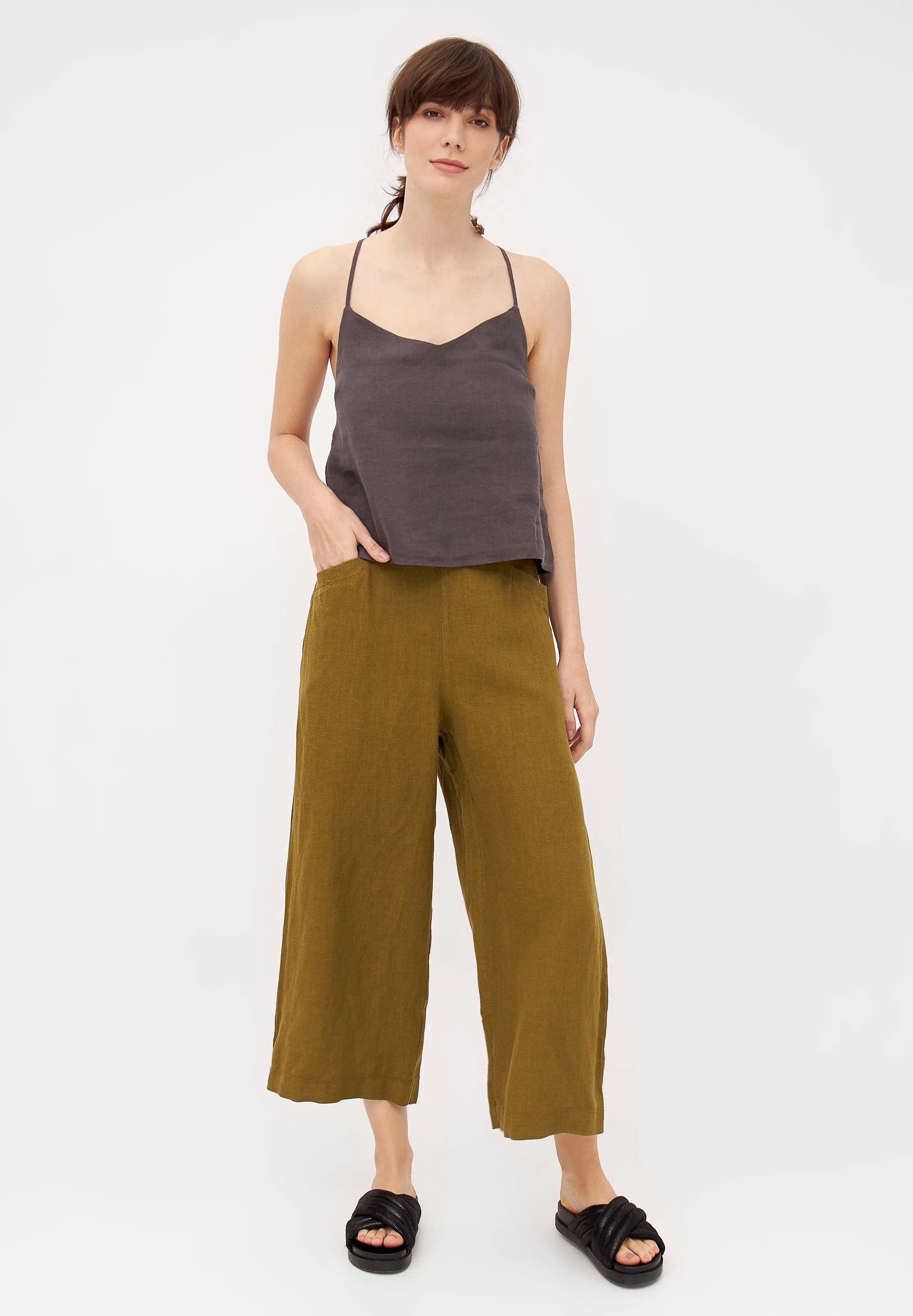 Top JULIE in linen - Taupe (Linen) Givn Berlin