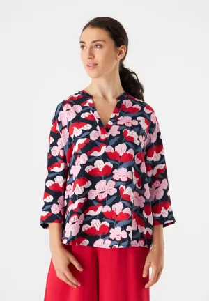 Tunic Blouse GBHARRIETTE Relaxed Fit From LENZING™ ECOVERO™ - Red / Pink (Flowers) Givn Berlin
