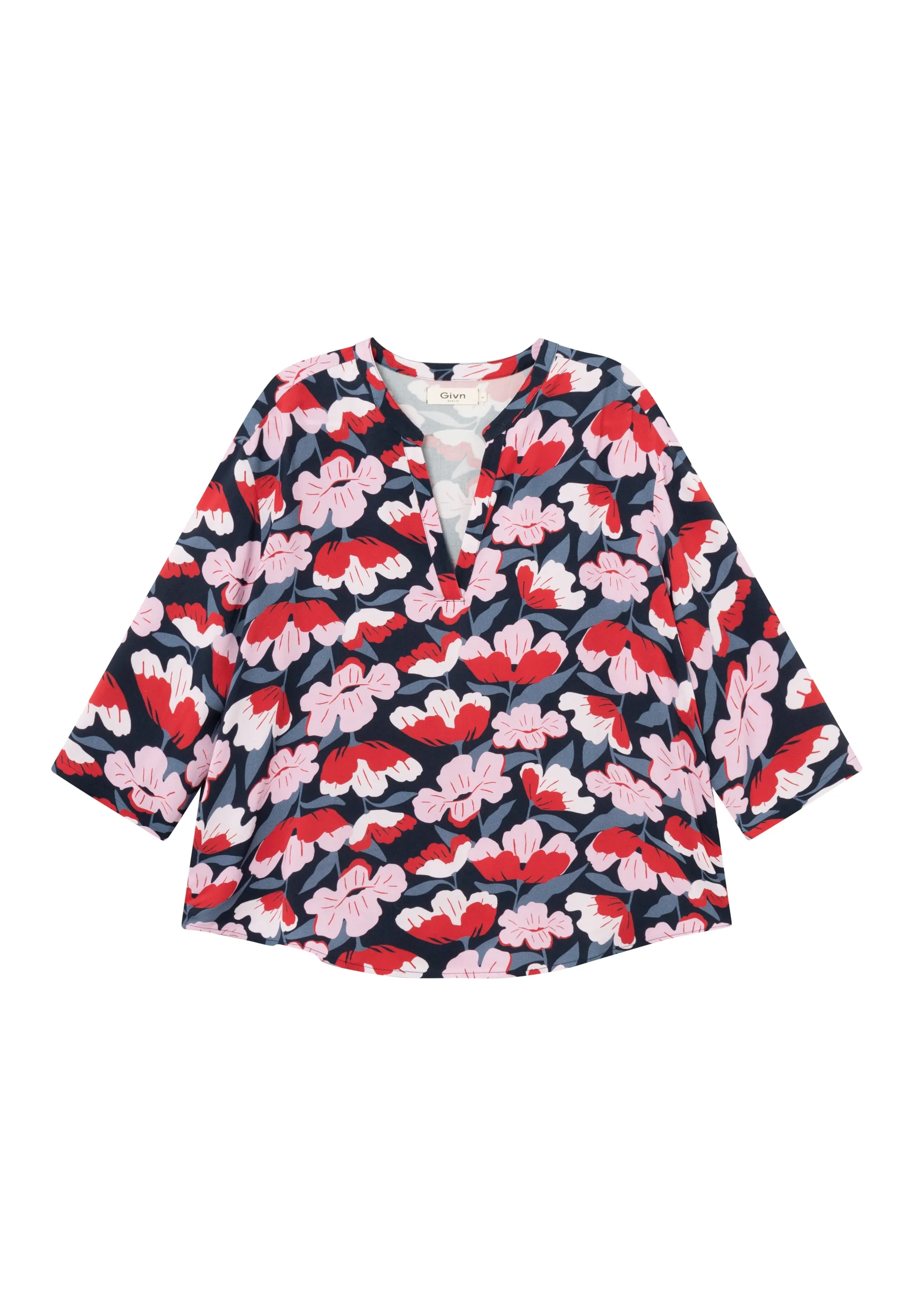 Tunic Blouse GBHARRIETTE Relaxed Fit From LENZING™ ECOVERO™ - Red / Pink (Flowers) Givn Berlin
