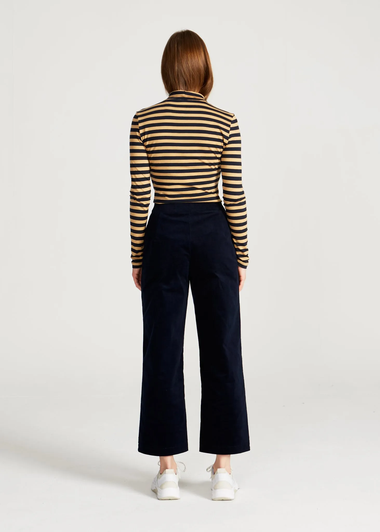 Turtleneck longsleeve VIDA made from TENCEL™ Lyocell - Blue / Camel (Stripes) Givn Berlin