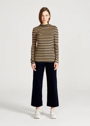 Turtleneck longsleeve VIDA made from TENCEL™ Lyocell - Blue / Camel (Stripes) Givn Berlin