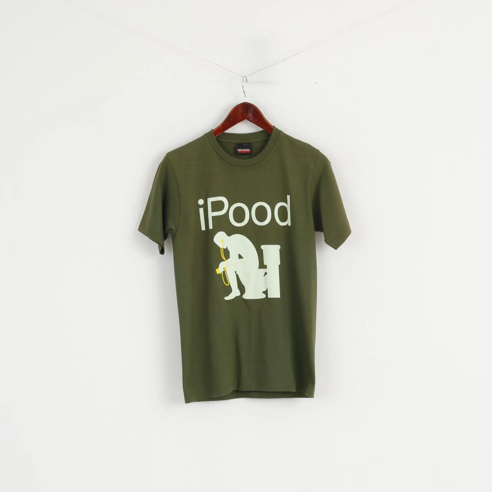 Unfledged Mens M (S) Shirt Green Cotton Graphic iPOD Short Sleeve Top