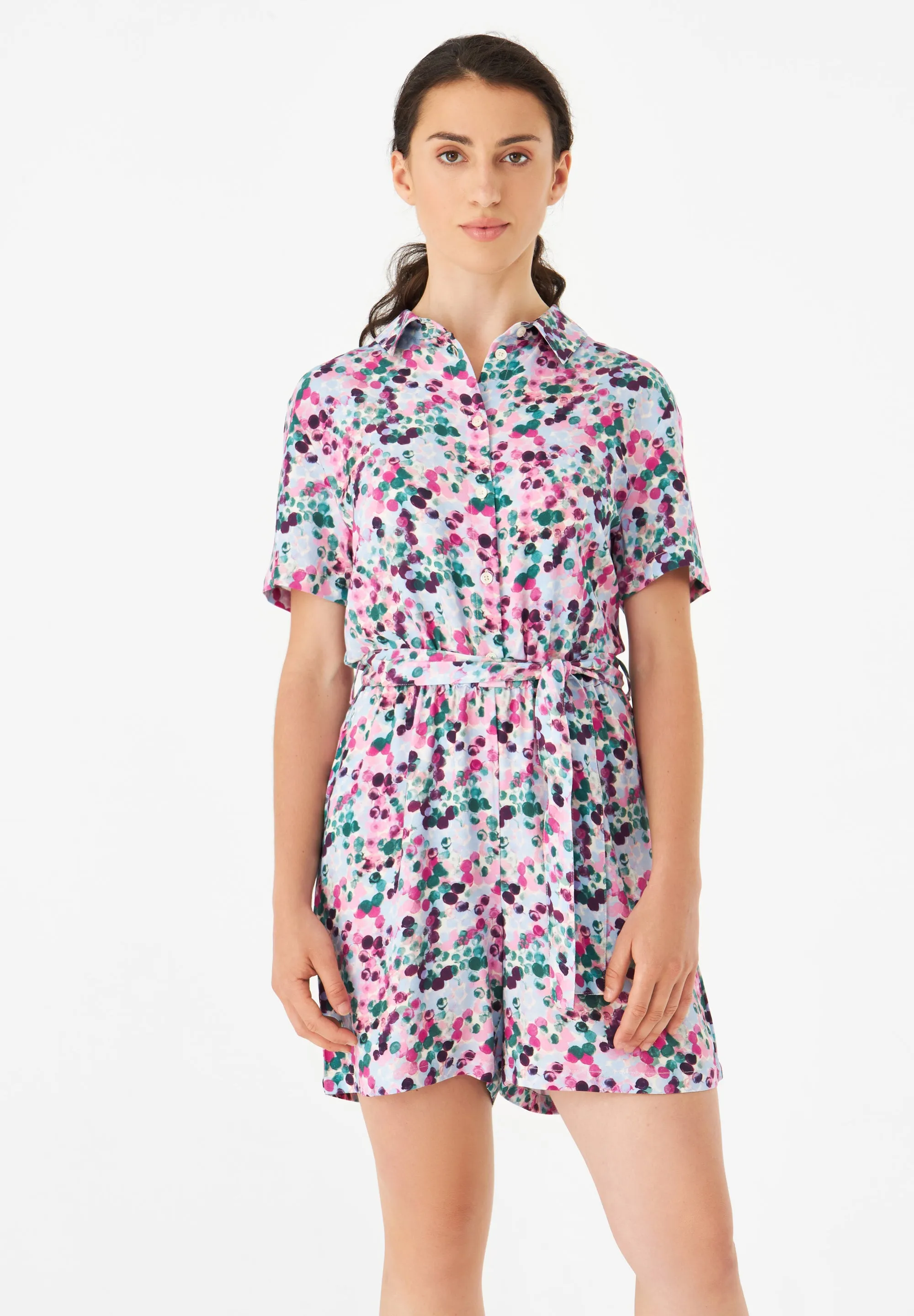 Waisted Jumpsuit GBCASSIE From LENZING™ ECOVERO™ With Belt - Green / Violet (Bubbles) Givn Berlin