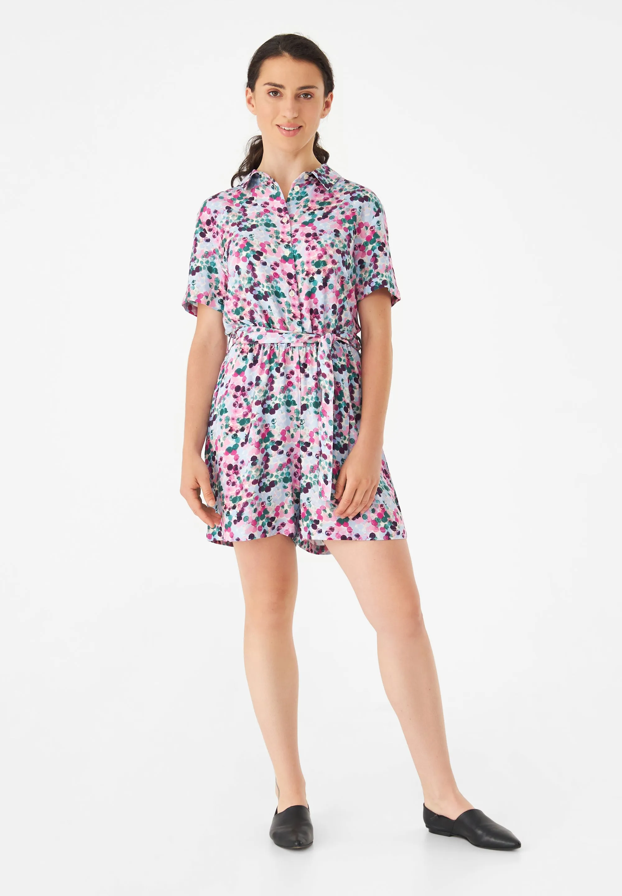 Waisted Jumpsuit GBCASSIE From LENZING™ ECOVERO™ With Belt - Green / Violet (Bubbles) Givn Berlin